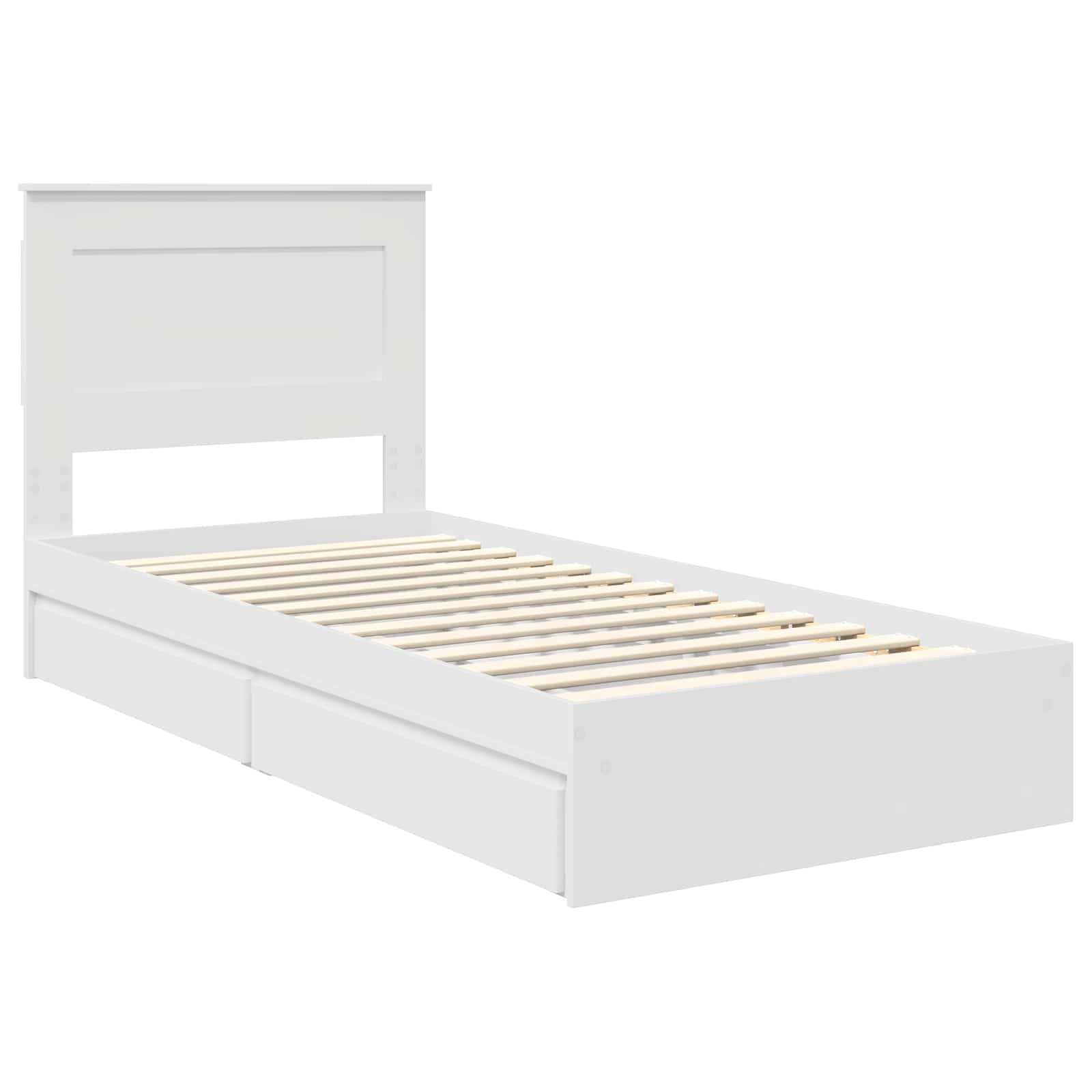 Opslag bed met hoofdeinde met lade Wit 90 x 190 cm Bewerkt hout – afbeelding 4