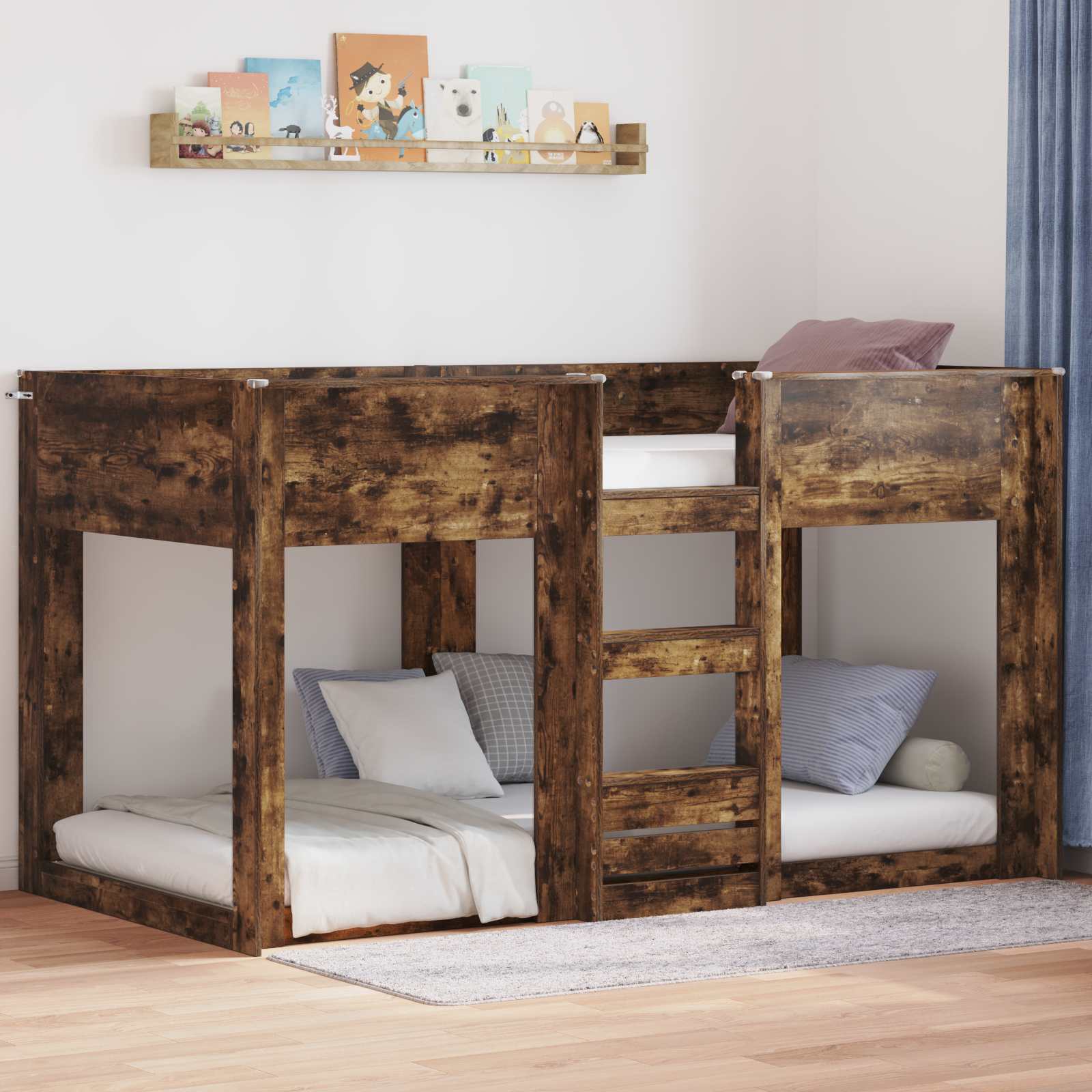 Bunk Bed voor Kinderen Gerookt eiken 90 x 190 cm Bewerkt hout