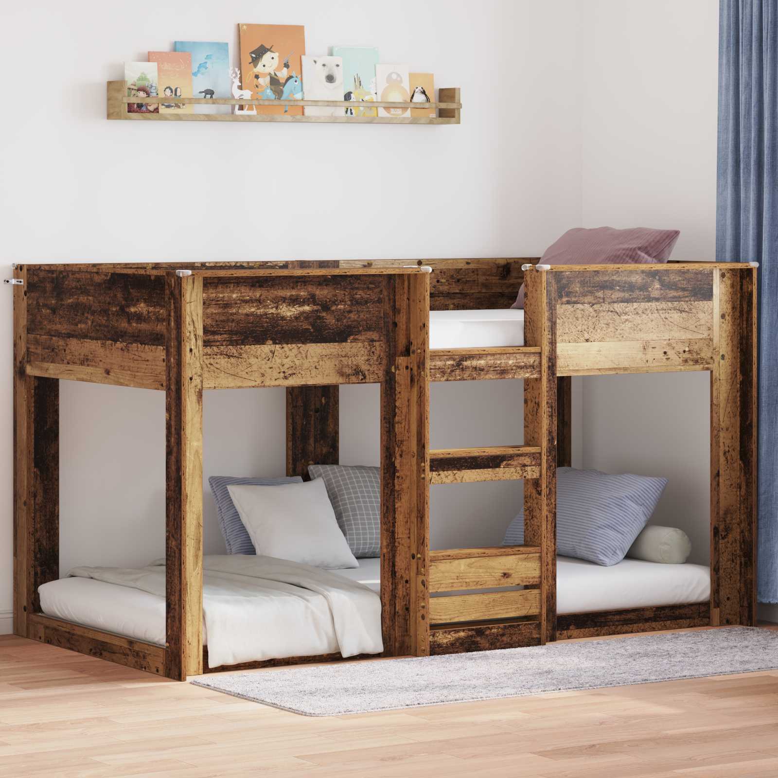 Bunk Bed voor Kinderen Oudhout 80 x 200 cm Bewerkt hout
