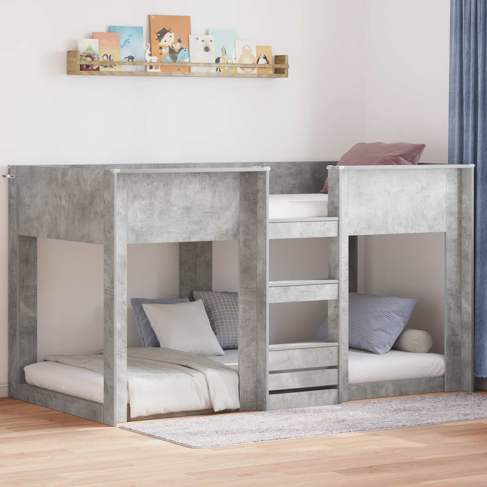Bunk Bed voor Kinderen Beton Grijs 90 x 200 cm Bewerkt hout