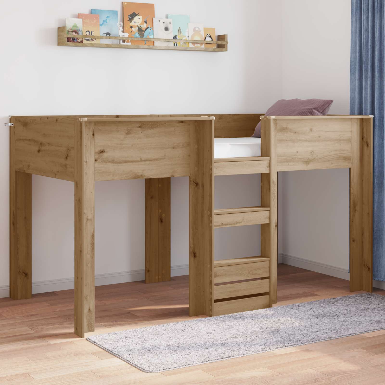 Bunk Bed voor Kinderen Artisan Eiken 90 x 190 cm Bewerkt hout