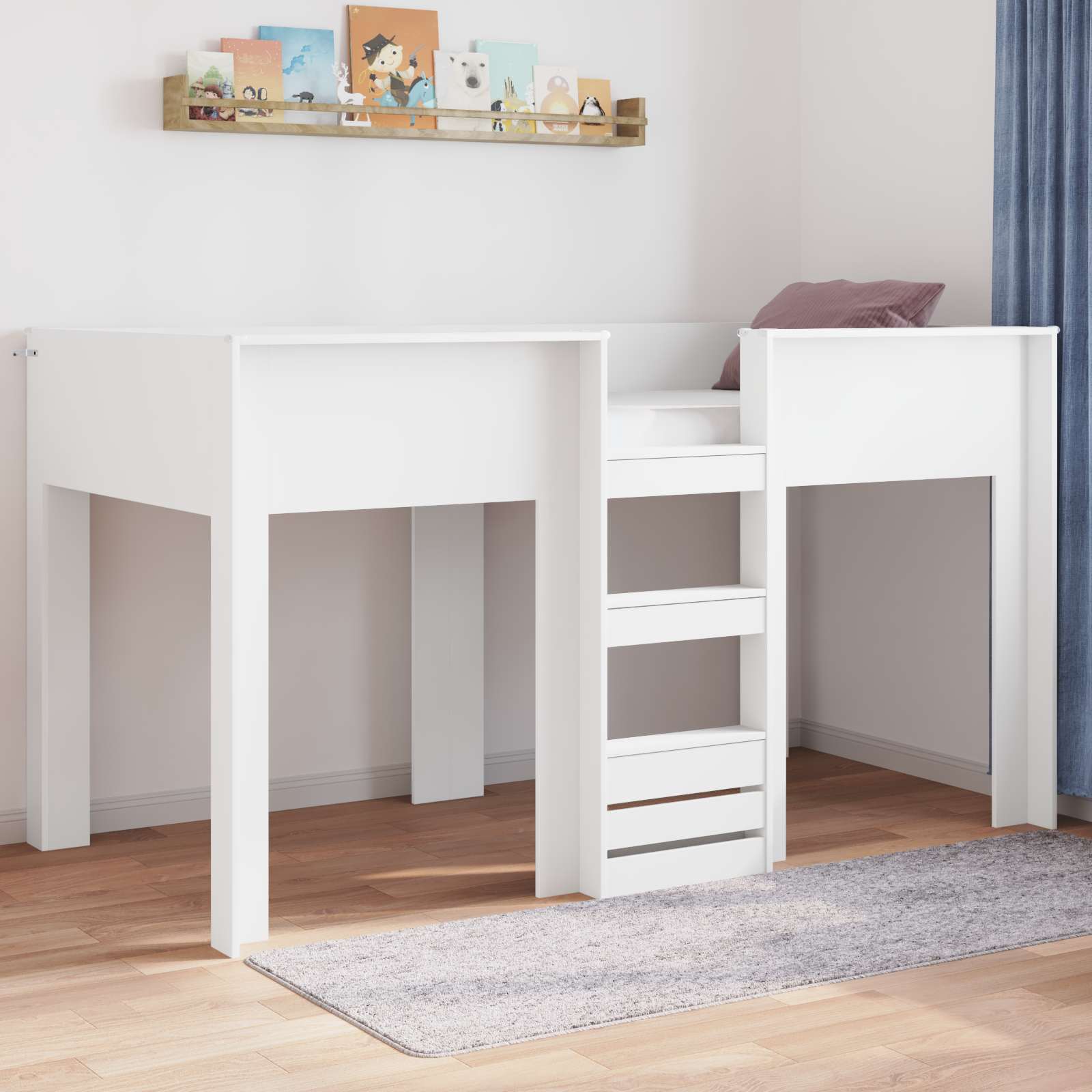 Bunk Bed voor Kinderen met opslag Wit 90 x 200 cm Bewerkt hout