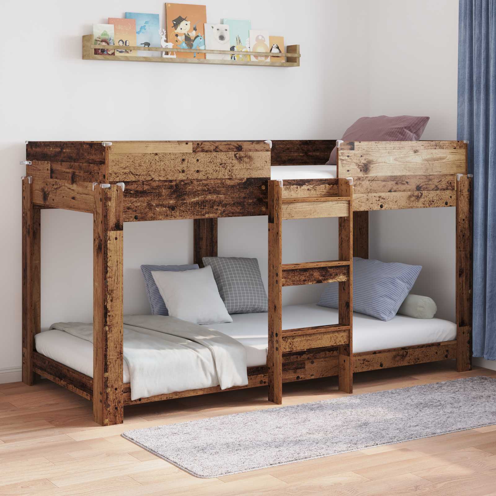 Bunk Bed voor Kinderen Oudhout 80 x 200 cm Bewerkt hout