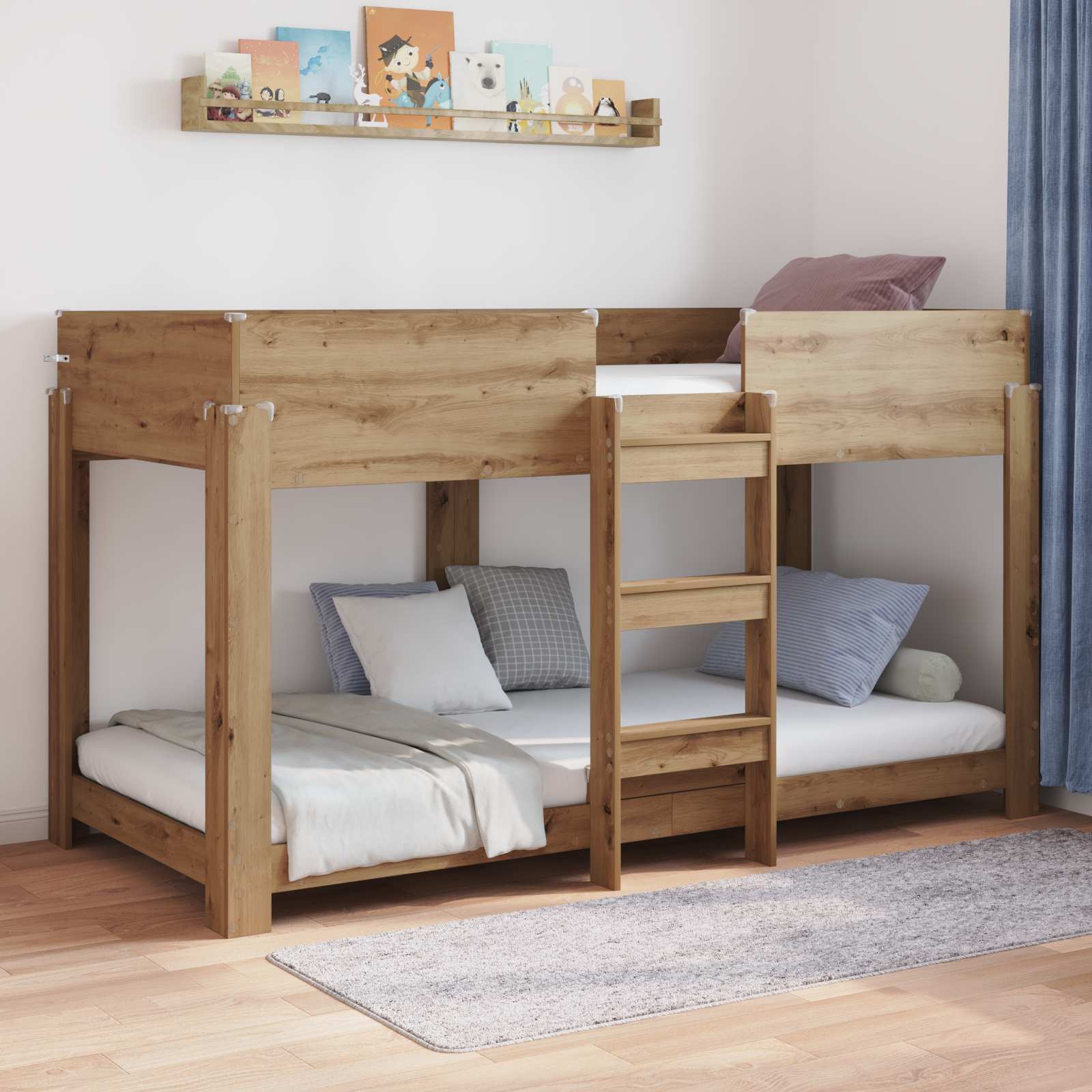Bunk Bed voor Kinderen Artisan Eiken 80 x 200 cm Bewerkt hout