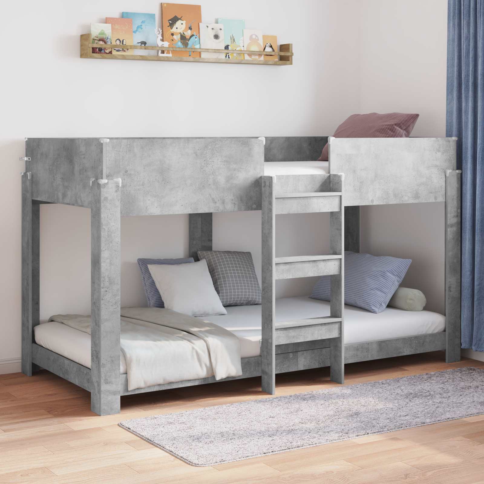Bunk Bed voor Kinderen Beton Grijs 90 x 190 cm Bewerkt hout