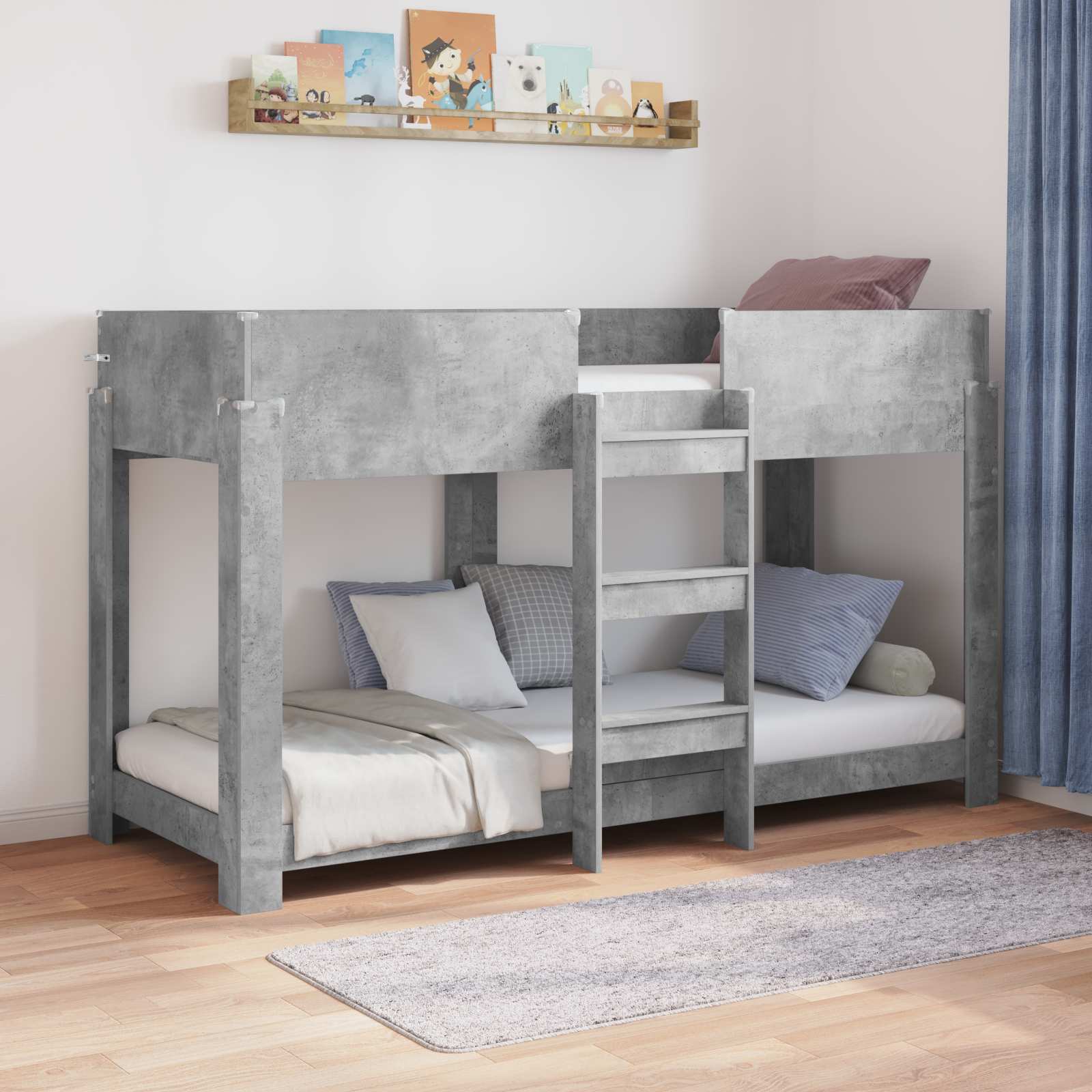 Bunk Bed voor Kinderen Beton Grijs 75 x 190 cm Bewerkt hout