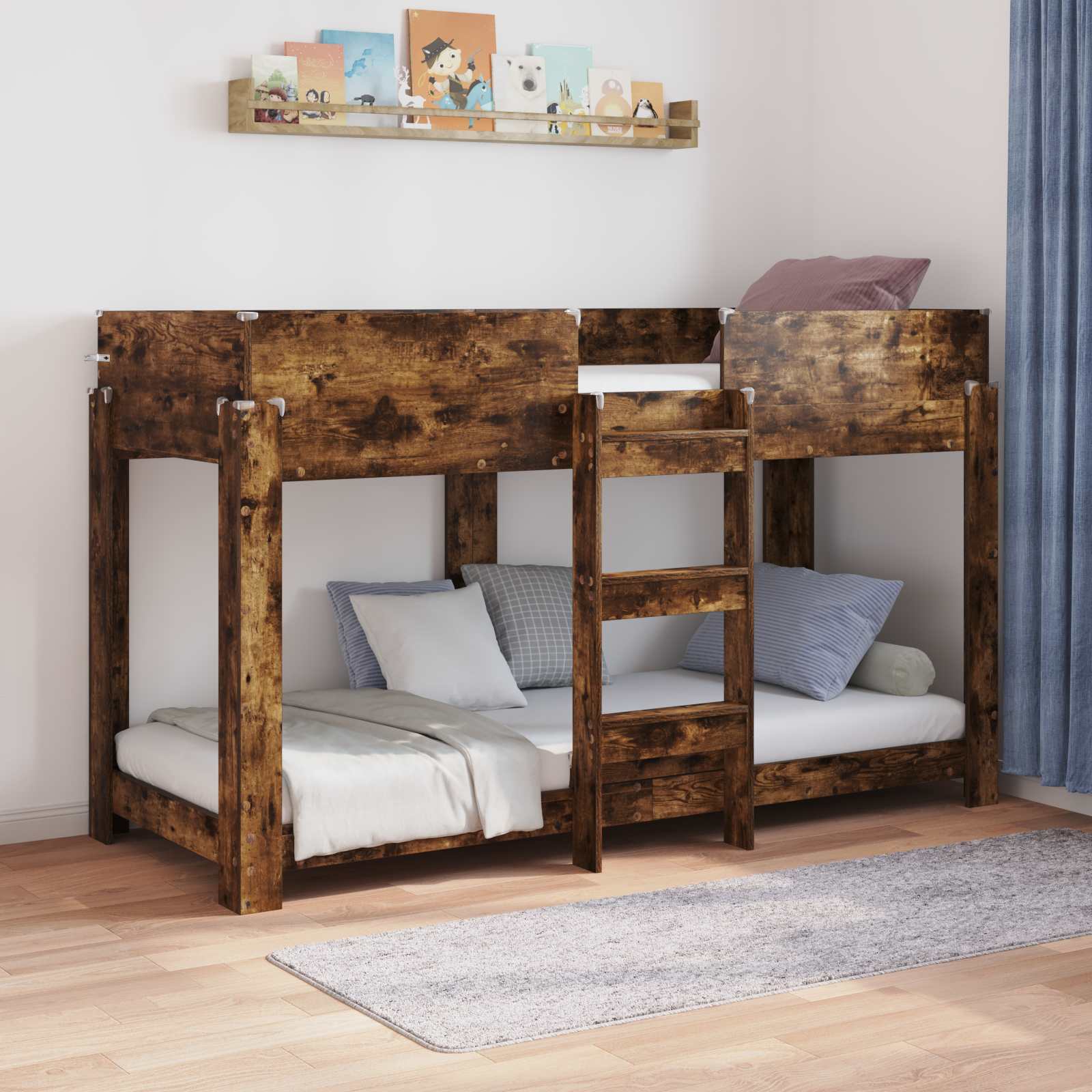 Bunk Bed voor Kinderen Gerookt eiken 75 x 190 cm Bewerkt hout