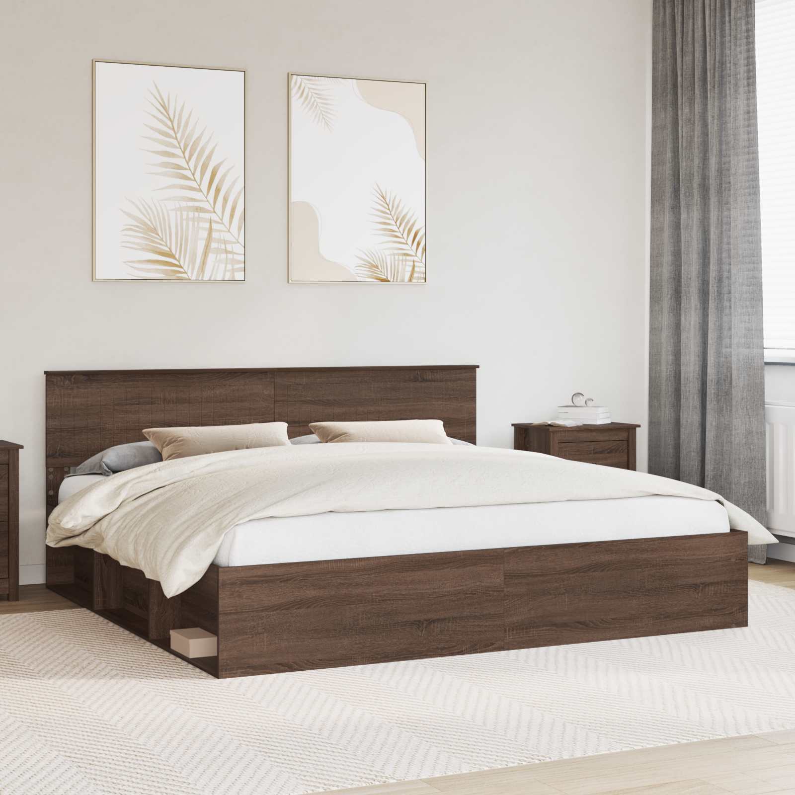 Bedframe Bruin Eiken 200 x 200 cm Massief grenenhout