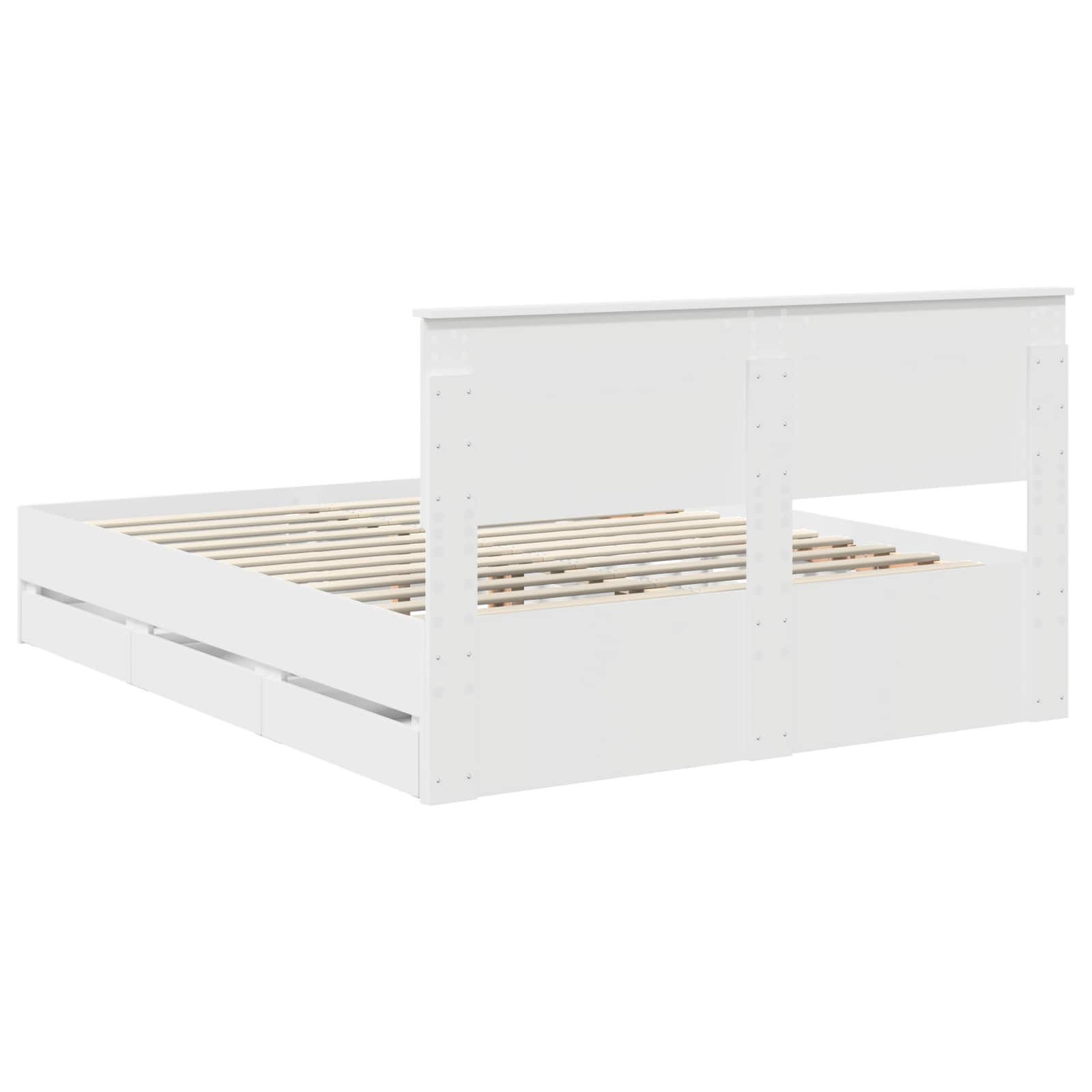Bedframe met lade met opslag Wit 150 x 200 cm Ingenieurshout – afbeelding 10