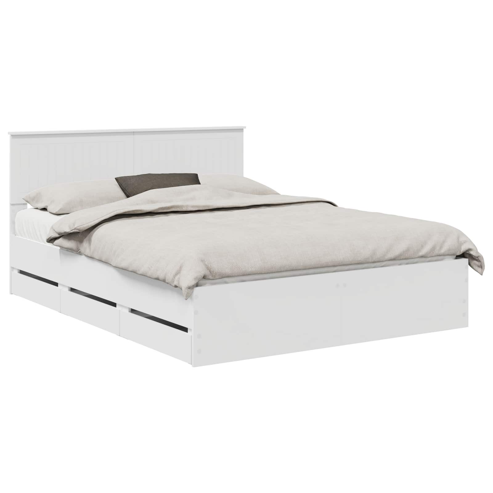 Bedframe met lade met opslag Wit 150 x 200 cm Ingenieurshout – afbeelding 2