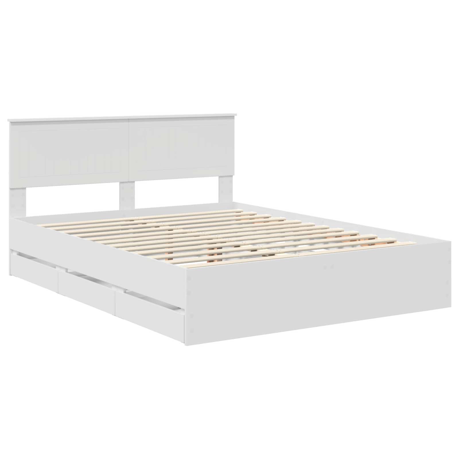 Bedframe met lade met opslag Wit 150 x 200 cm Ingenieurshout – afbeelding 4