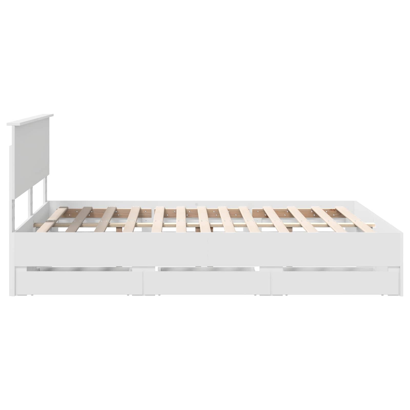 Bedframe met lade met opslag Wit 150 x 200 cm Ingenieurshout – afbeelding 9