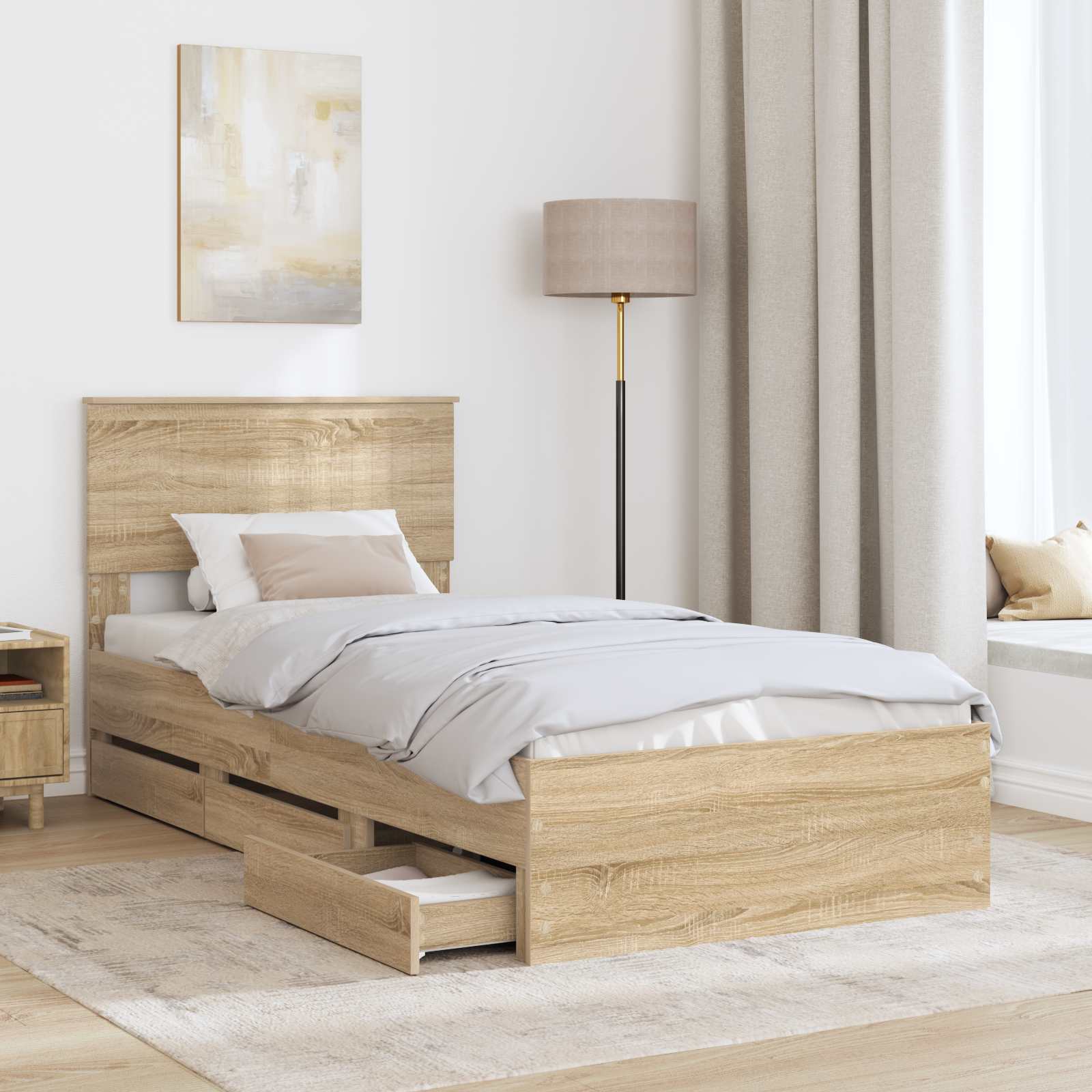 Bedframe met lade Sonoma Eiken 90 x 190 cm Ingenieurshout – afbeelding 3
