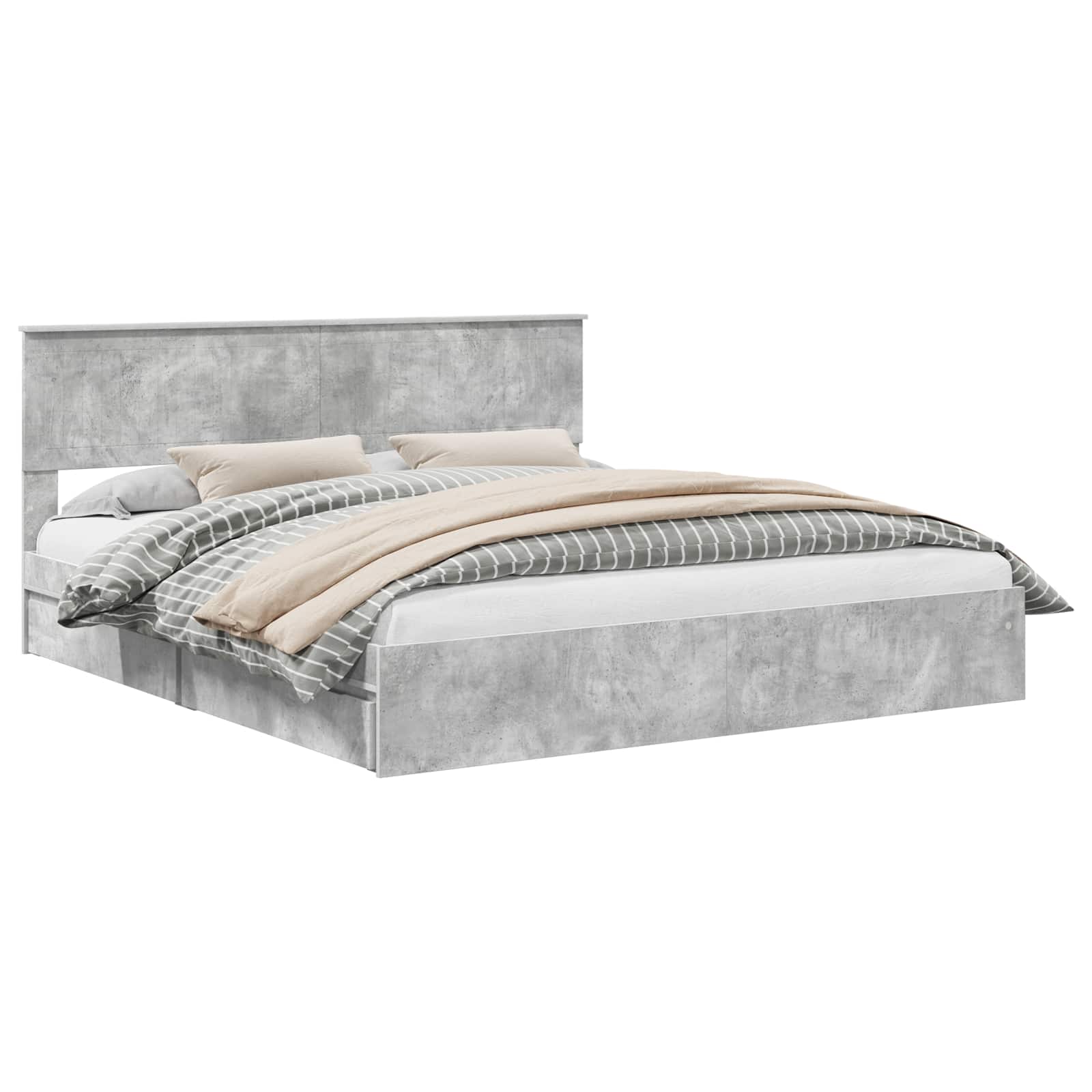 Opslag bed met hoofdeinde Beton Grijs 180 x 200 cm Bewerkt hout – afbeelding 2