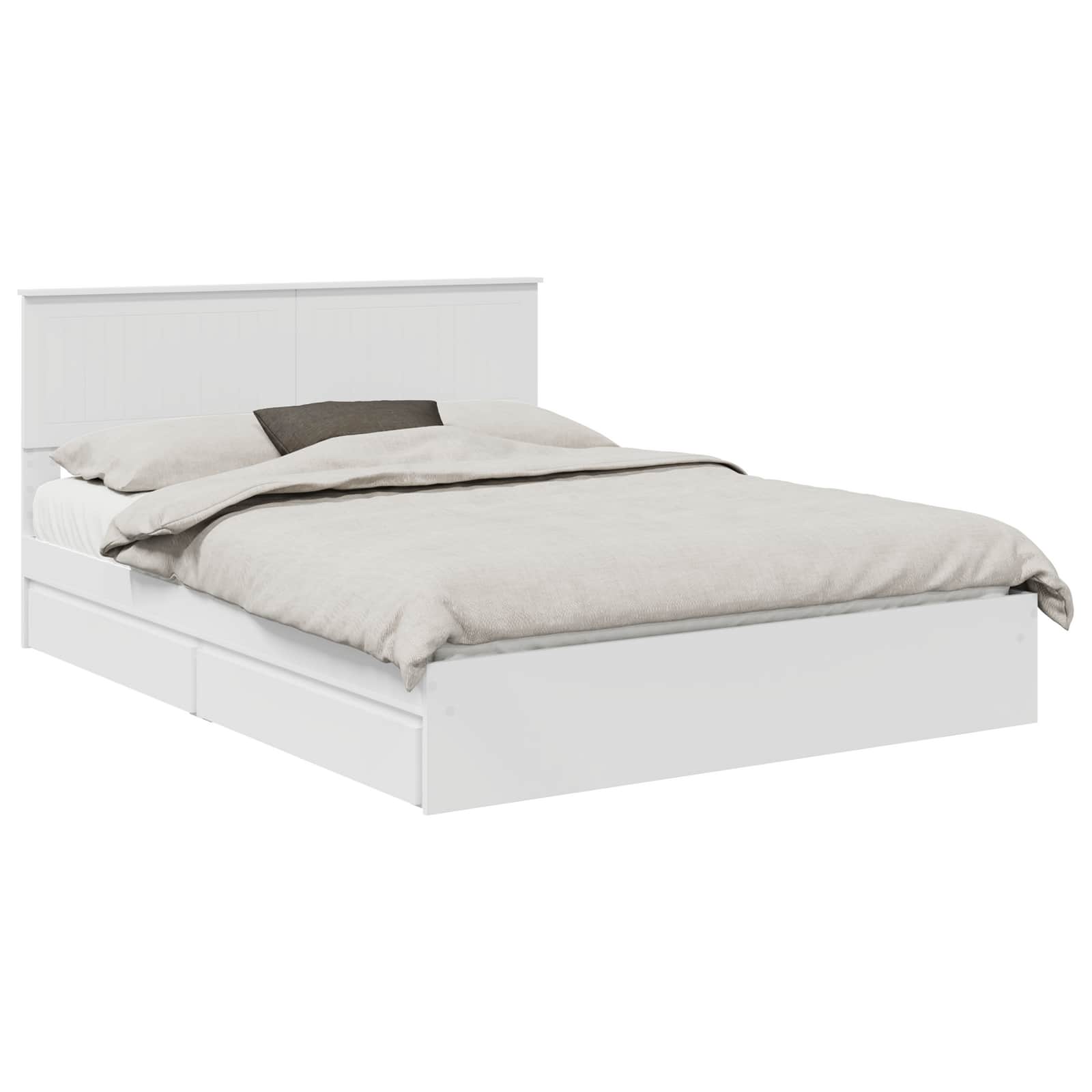 Opslag bed met hoofdeinde Wit 150 x 200 cm Bewerkt hout – afbeelding 2