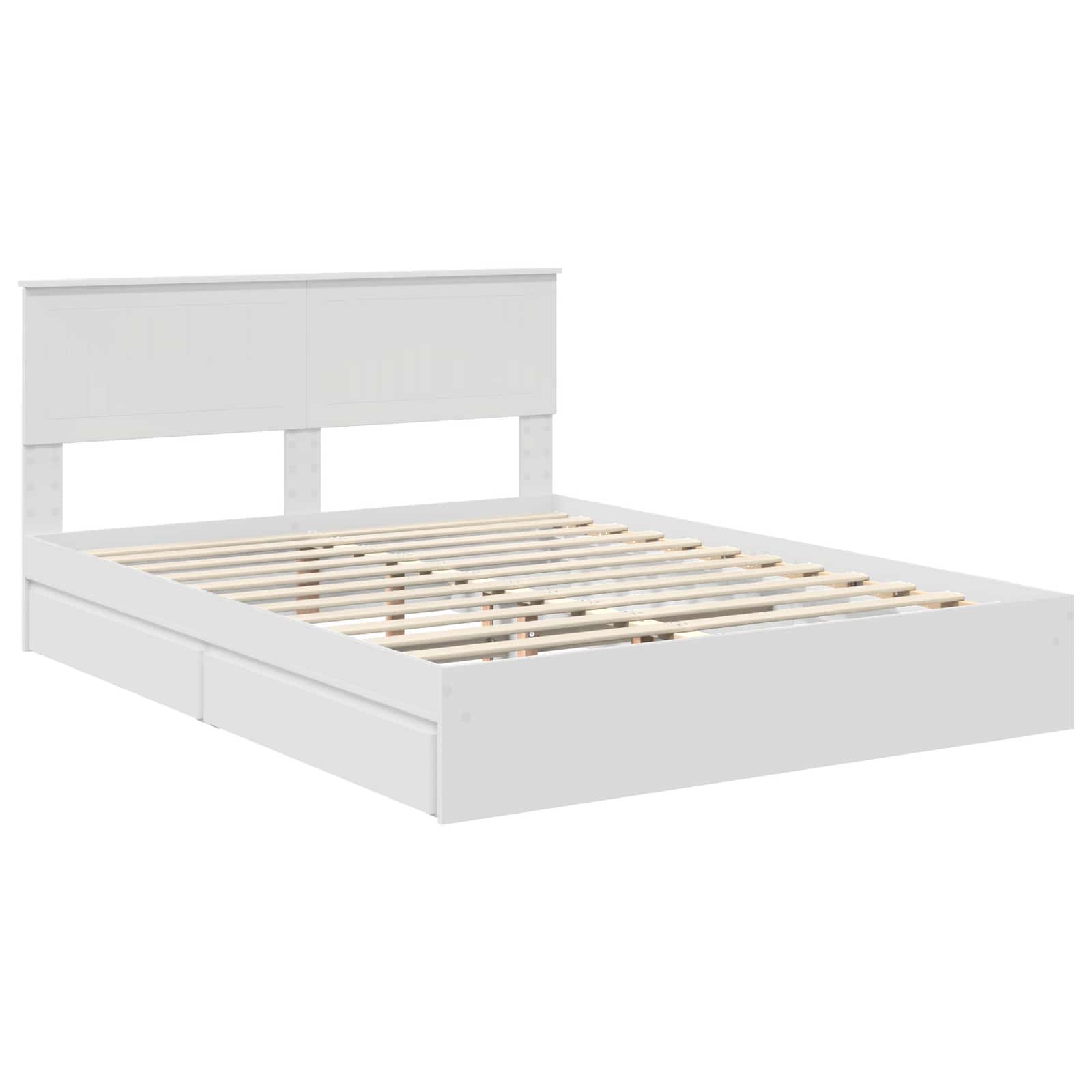 Opslag bed met hoofdeinde Wit 150 x 200 cm Bewerkt hout – afbeelding 4