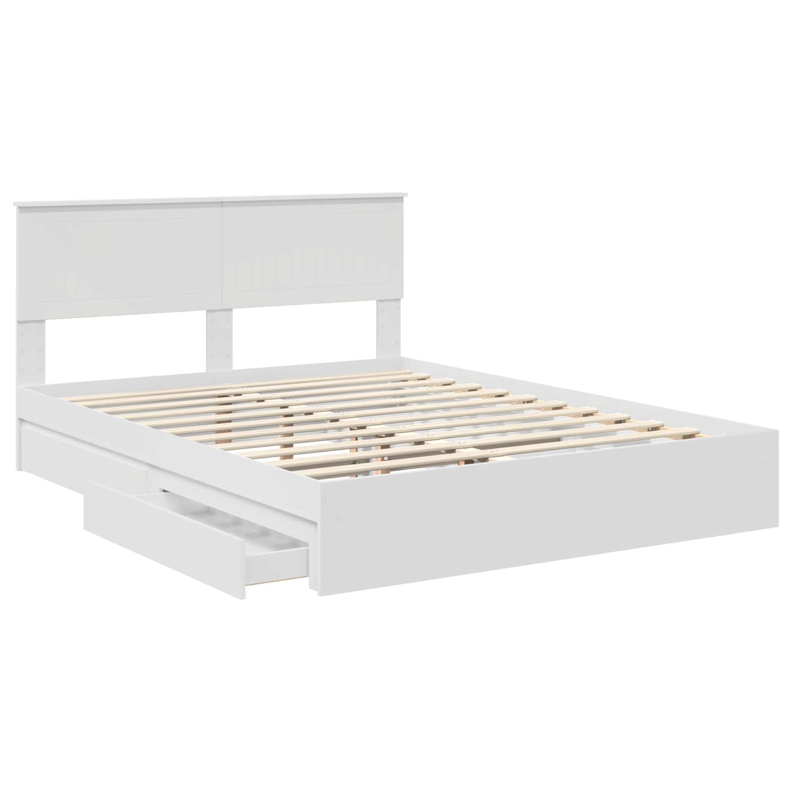 Opslag bed met hoofdeinde Wit 150 x 200 cm Bewerkt hout – afbeelding 5