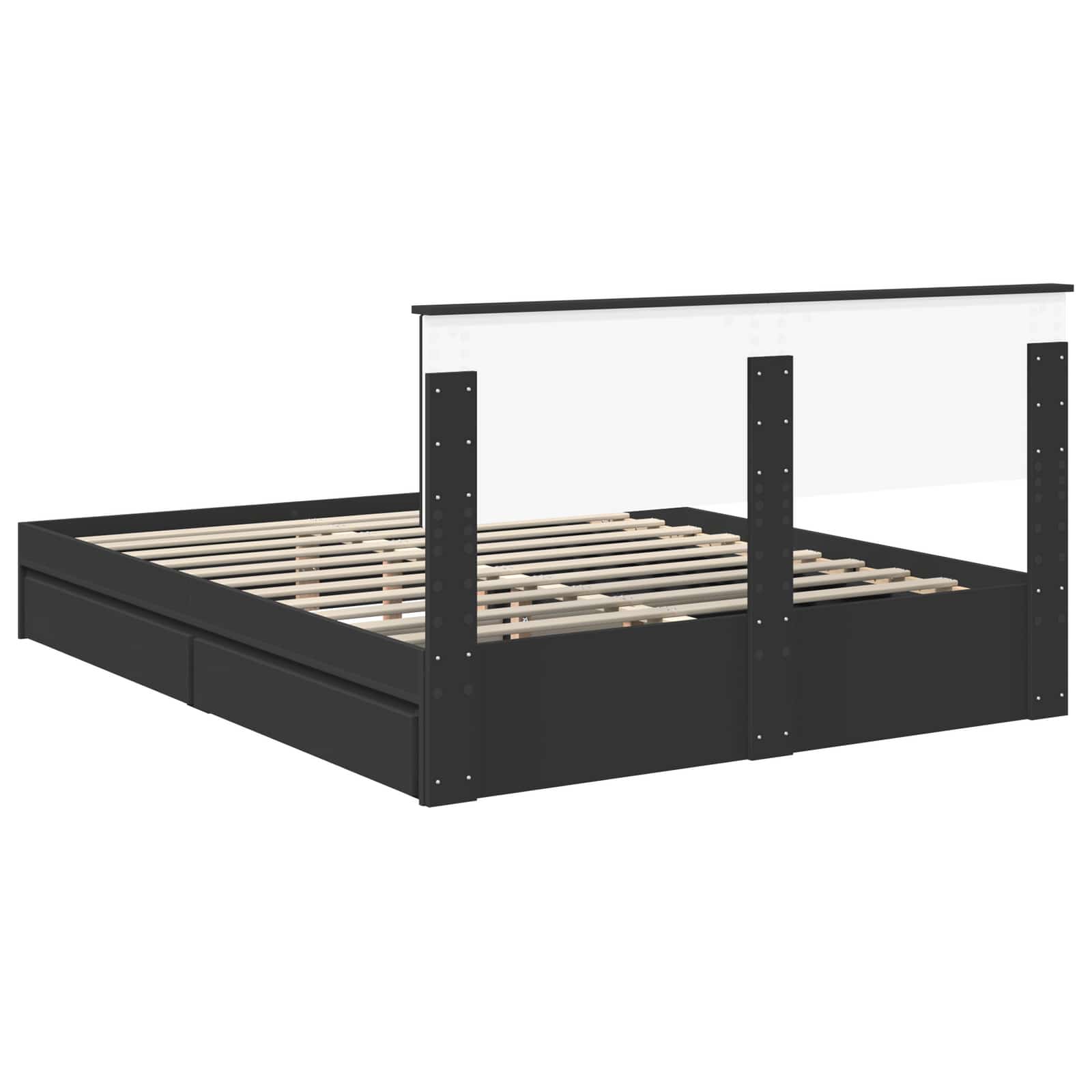 Opslag bed met hoofdeinde Zwart 150 x 200 cm Bewerkt hout – afbeelding 10