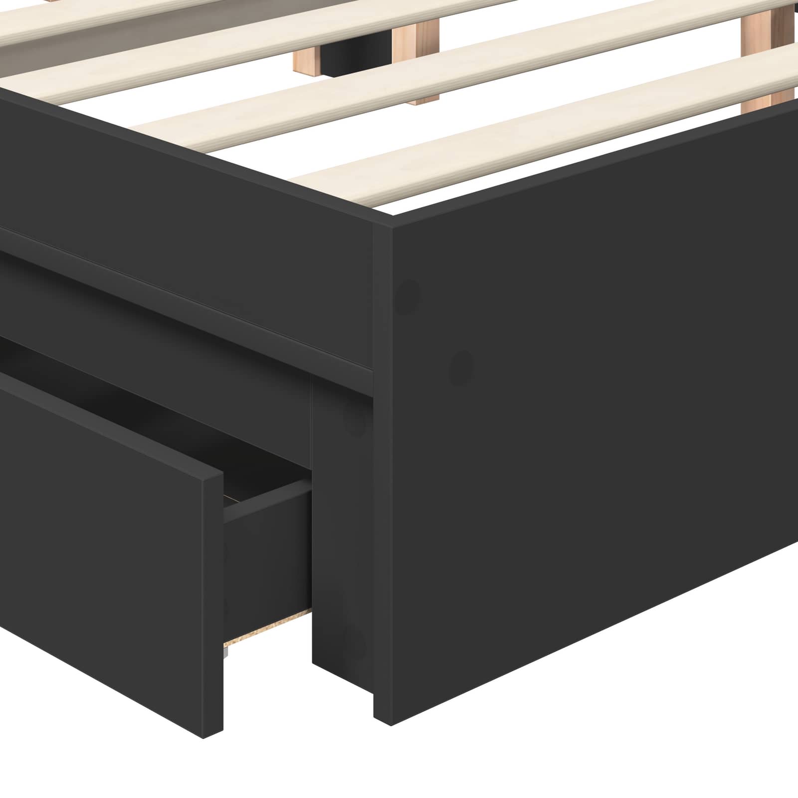 Opslag bed met hoofdeinde Zwart 150 x 200 cm Bewerkt hout – afbeelding 11