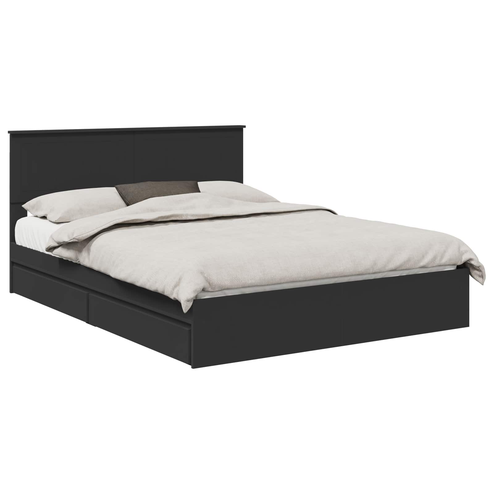 Opslag bed met hoofdeinde Zwart 150 x 200 cm Bewerkt hout – afbeelding 2
