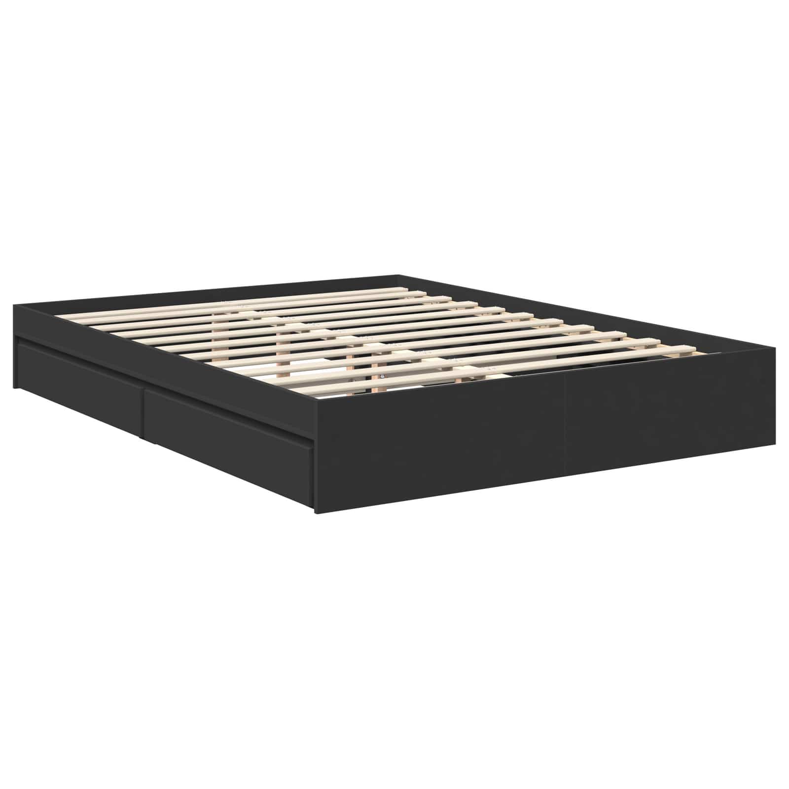 Opslag bed met hoofdeinde Zwart 150 x 200 cm Bewerkt hout – afbeelding 6