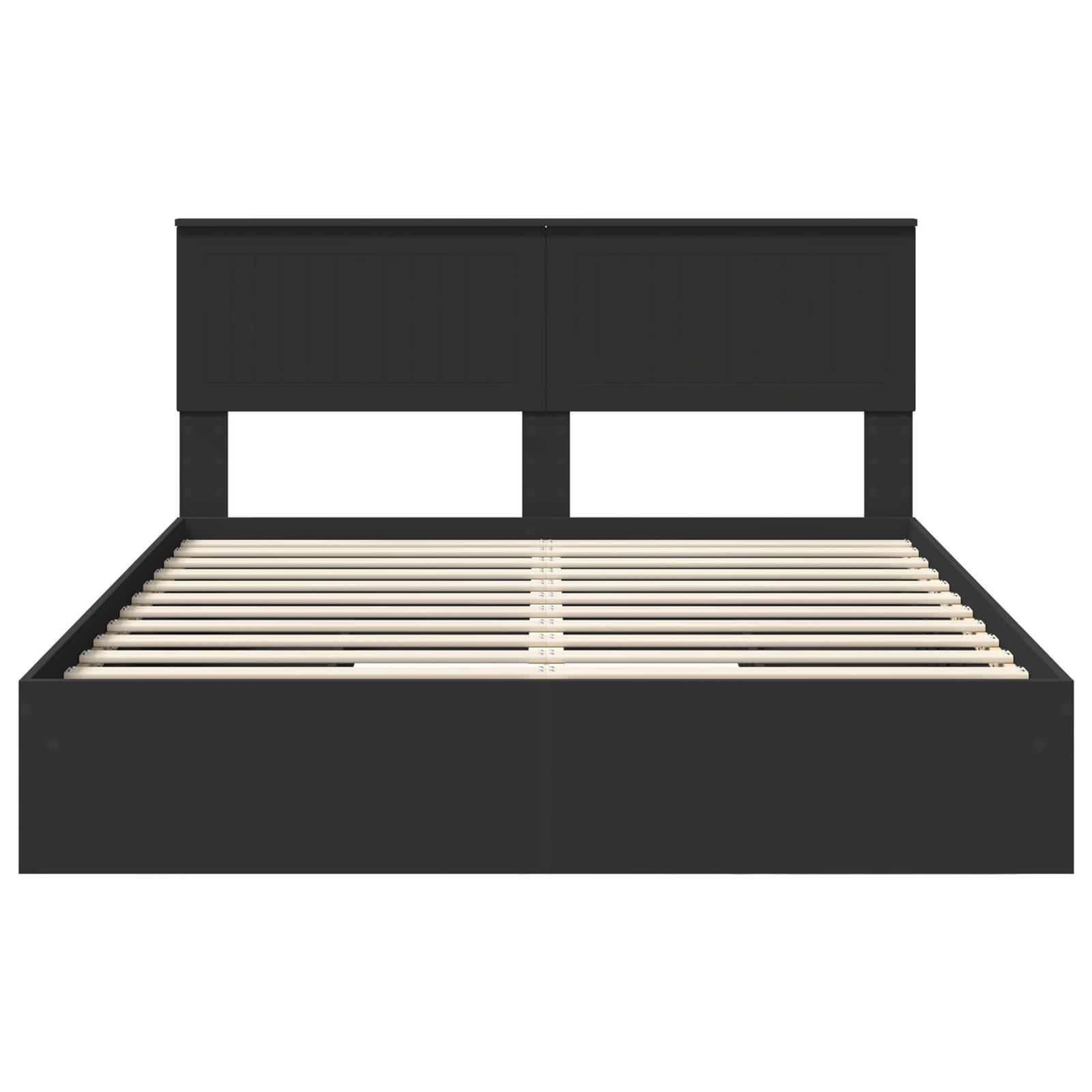 Opslag bed met hoofdeinde Zwart 150 x 200 cm Bewerkt hout – afbeelding 8