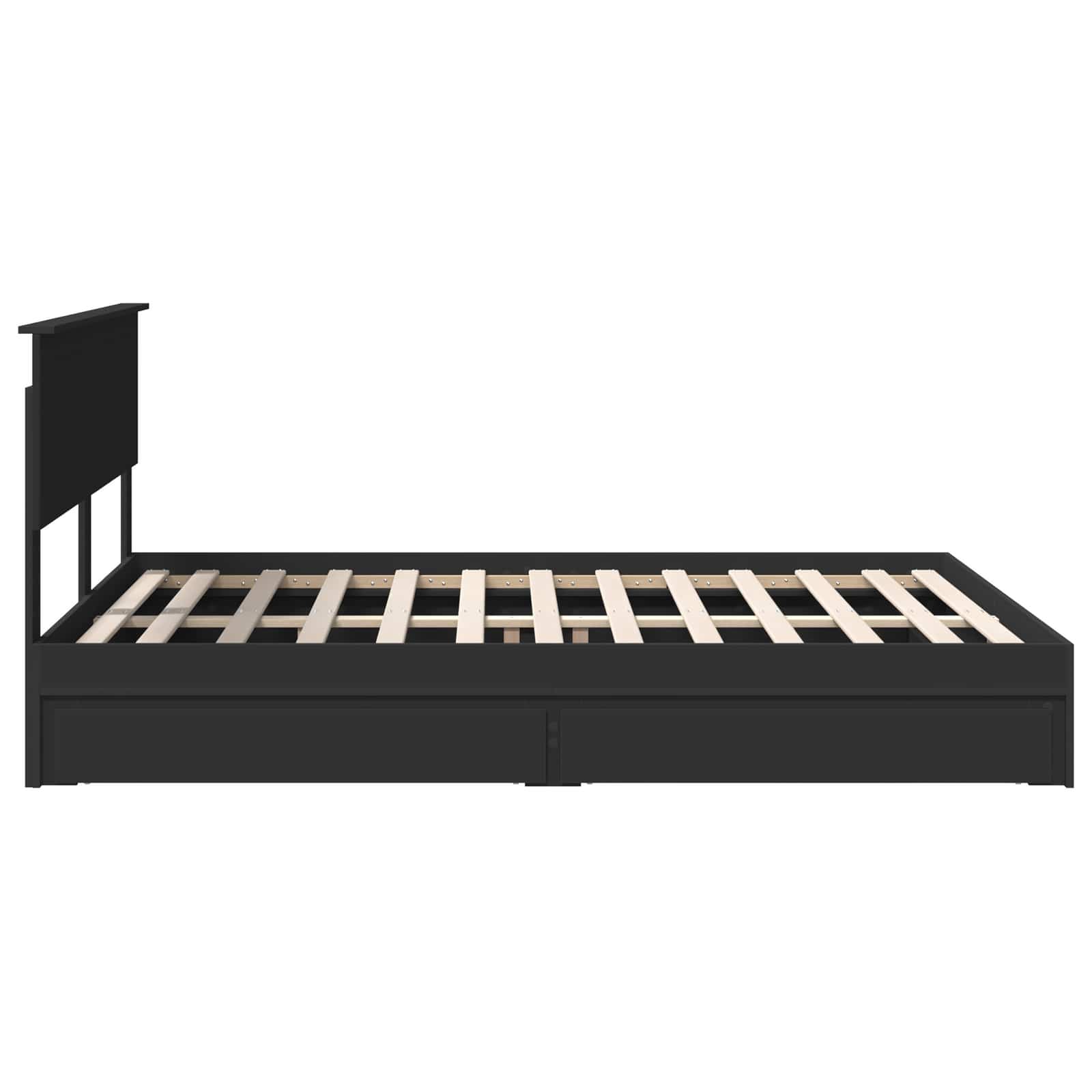 Opslag bed met hoofdeinde Zwart 150 x 200 cm Bewerkt hout – afbeelding 9