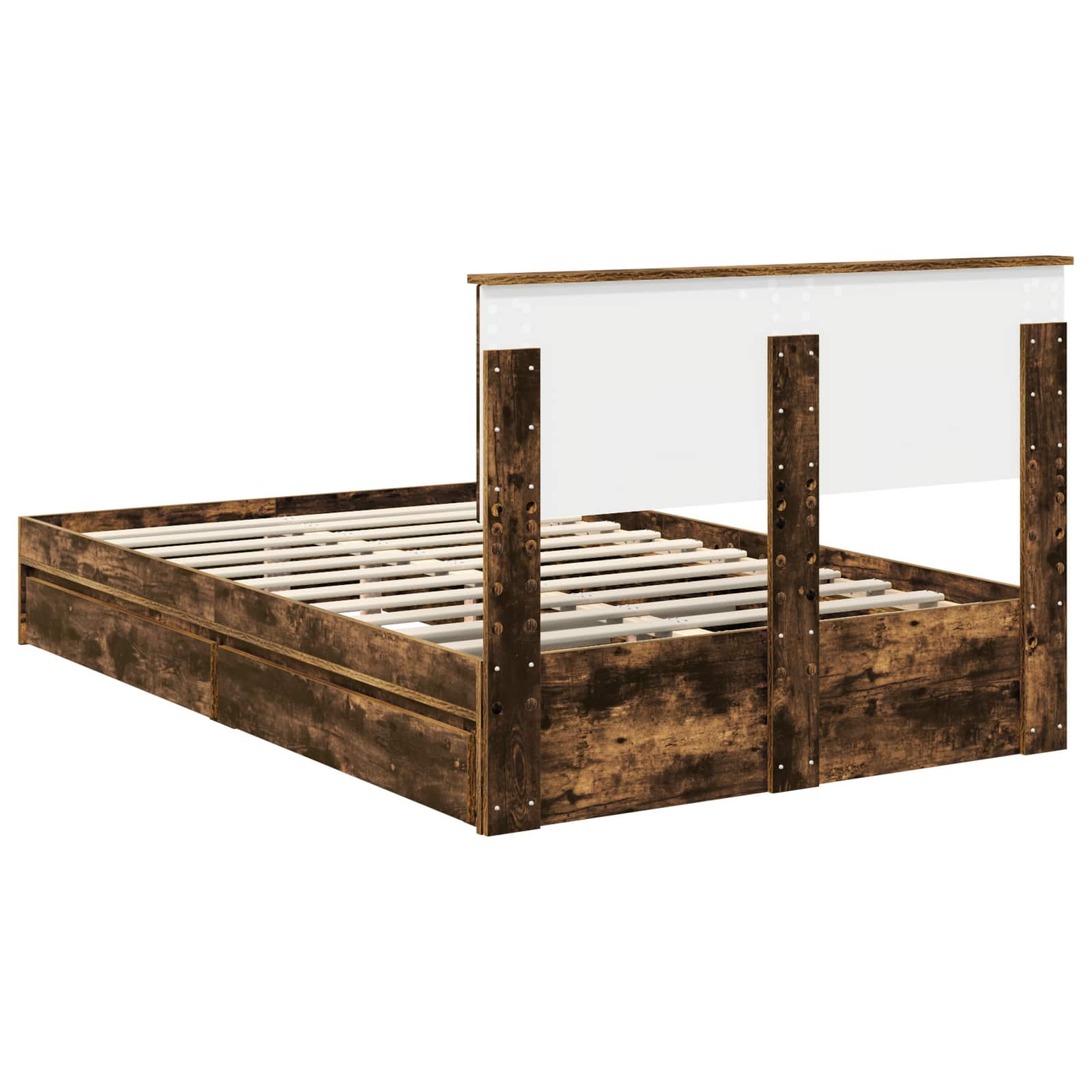 Opslag bed met lade Gerookt eiken 120 x 200 cm Bewerkt hout – afbeelding 10