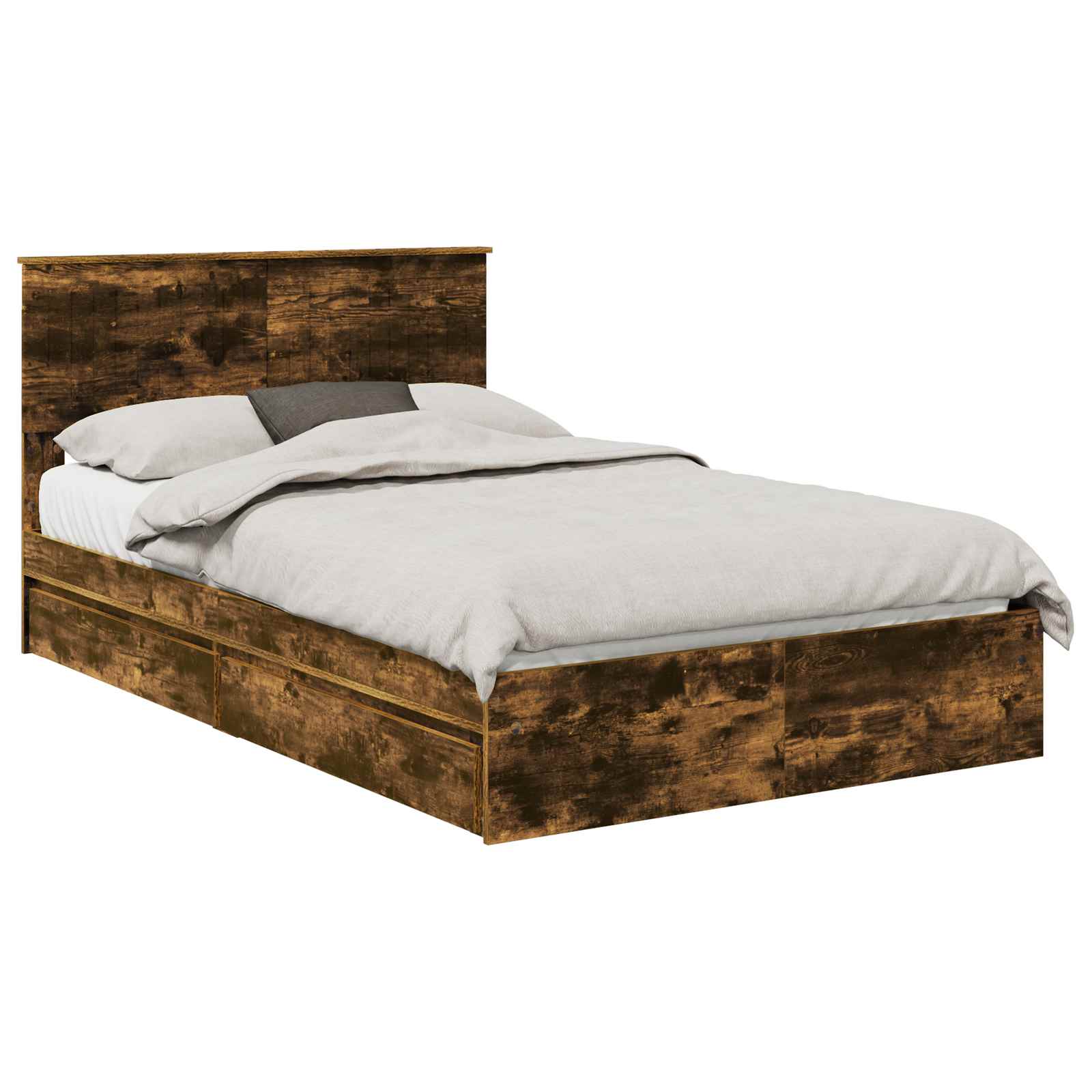 Opslag bed met lade Gerookt eiken 120 x 200 cm Bewerkt hout – afbeelding 2