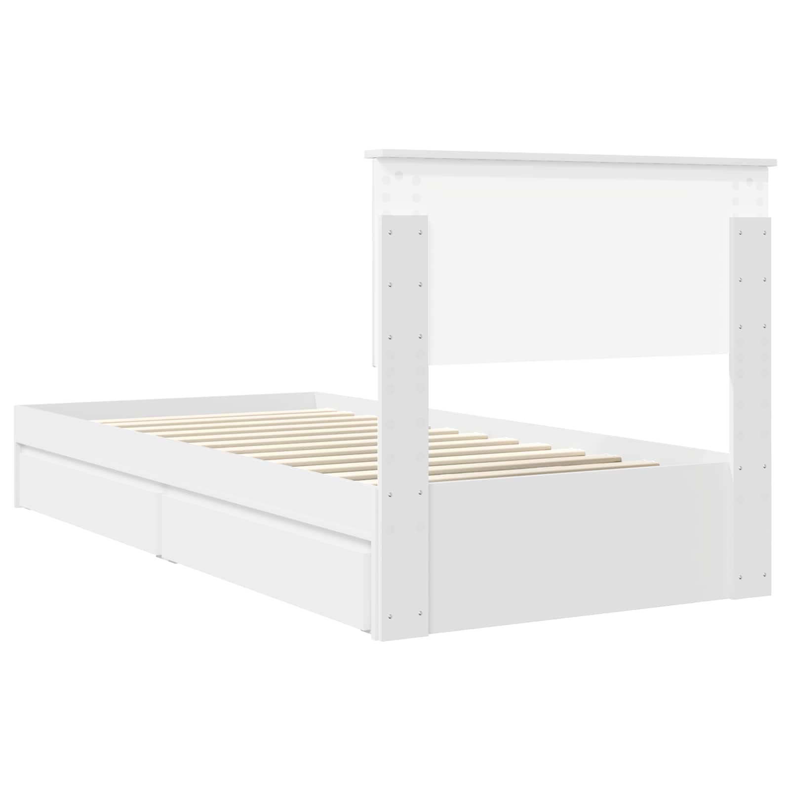 Opslag bed met hoofdeinde met lade Wit 90 x 190 cm Bewerkt hout – afbeelding 10