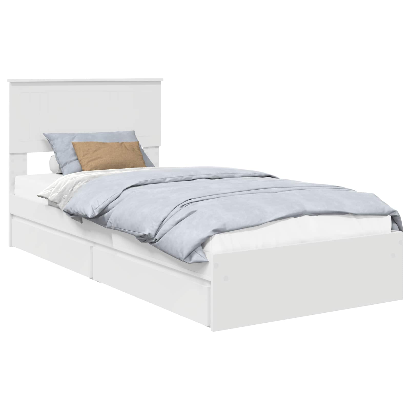 Opslag bed met hoofdeinde met lade Wit 90 x 190 cm Bewerkt hout – afbeelding 2