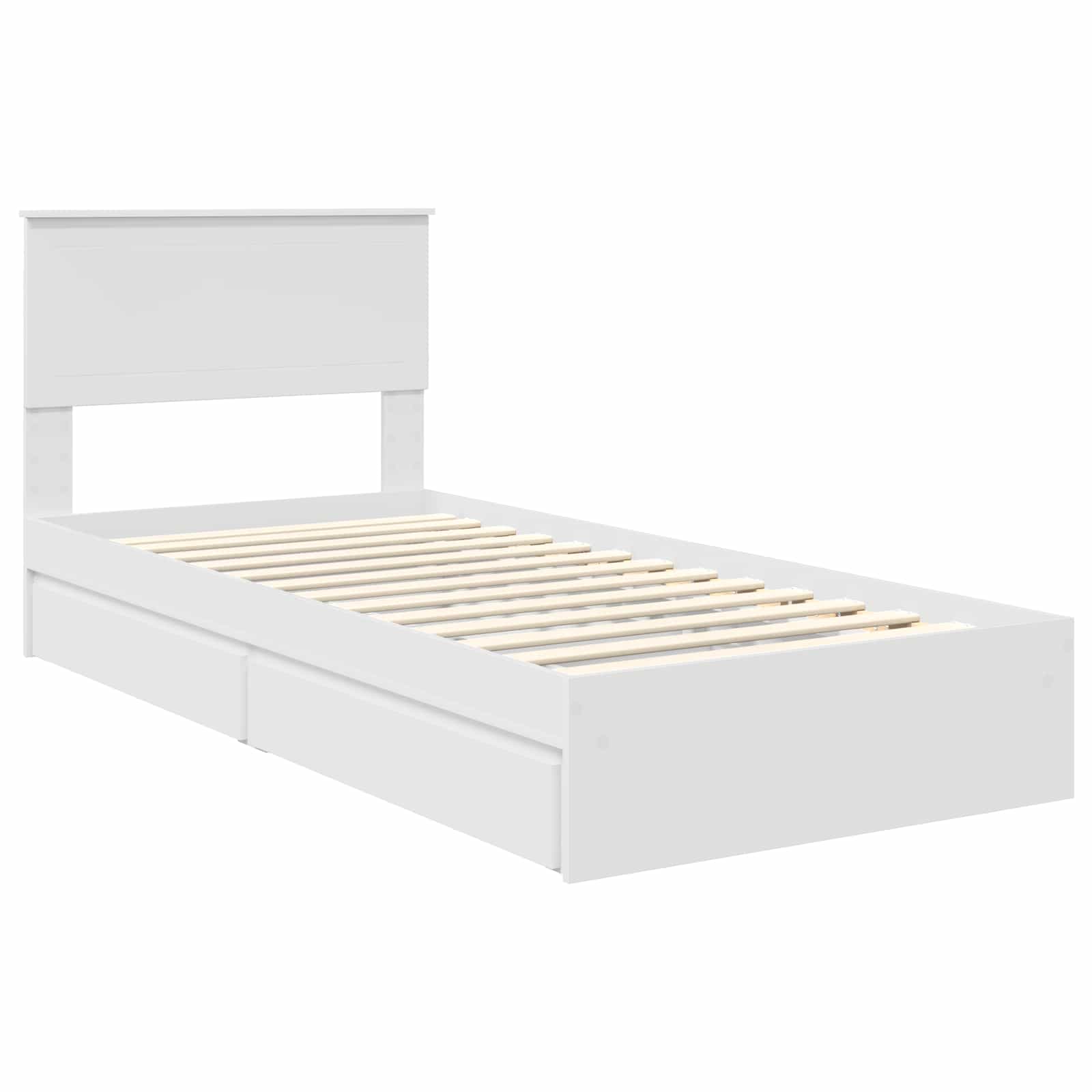 Opslag bed met hoofdeinde met lade Wit 90 x 190 cm Bewerkt hout – afbeelding 4