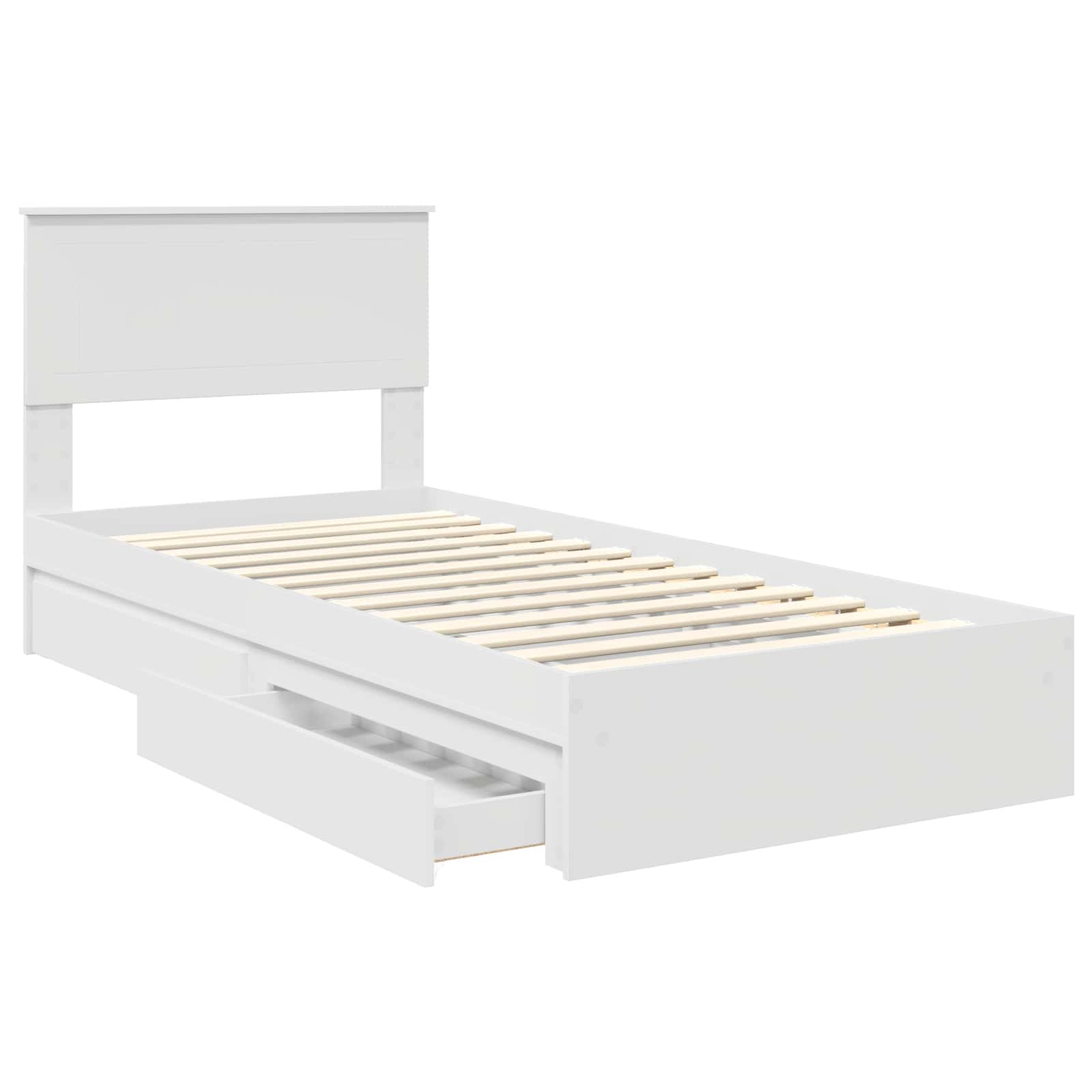 Opslag bed met hoofdeinde met lade Wit 90 x 190 cm Bewerkt hout – afbeelding 5