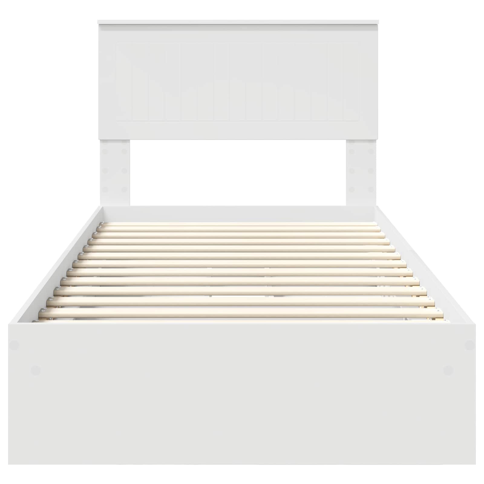 Opslag bed met hoofdeinde met lade Wit 90 x 190 cm Bewerkt hout – afbeelding 8
