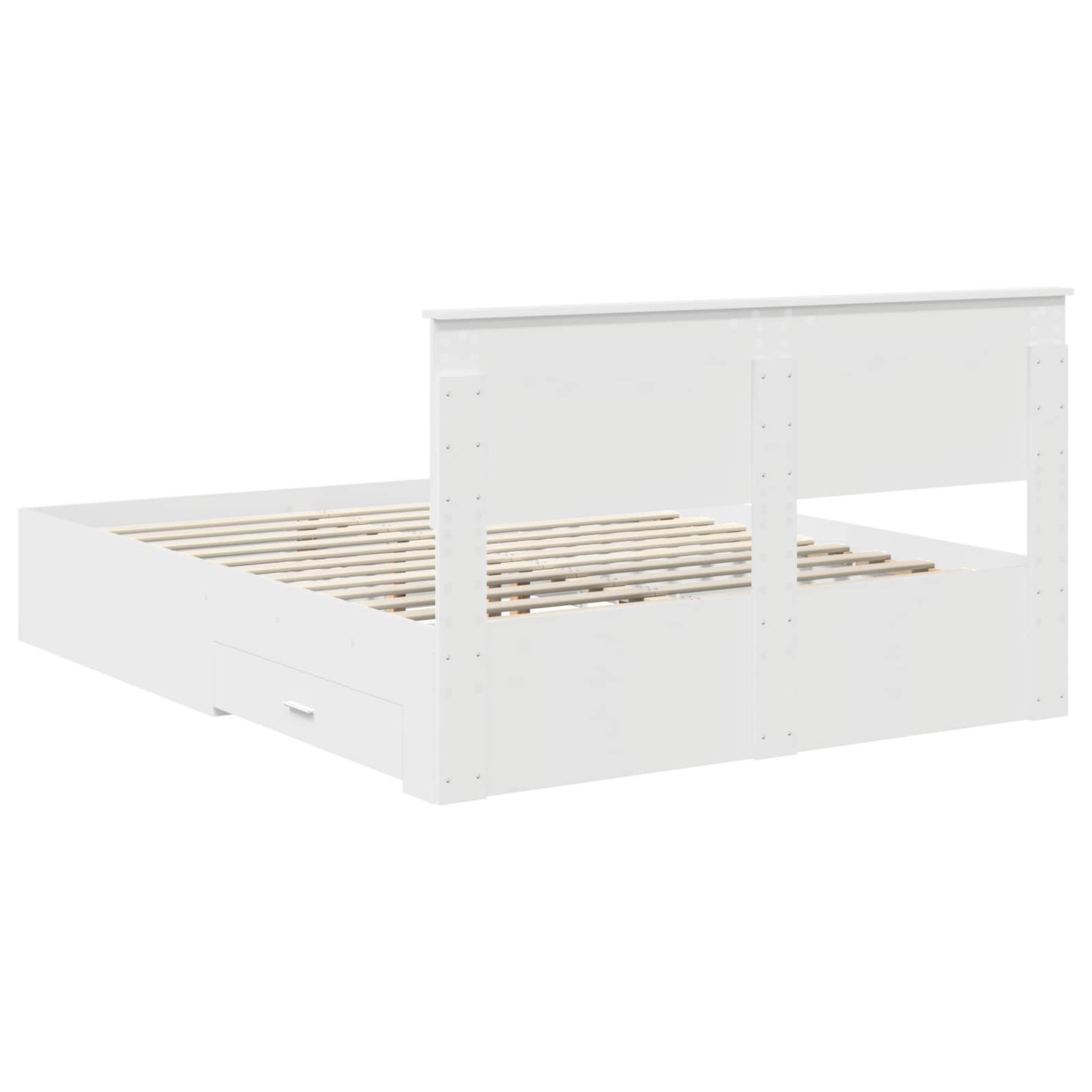 Bedframe met hoofdeinde met lade Wit 150 x 200 cm Bewerkt hout – afbeelding 10