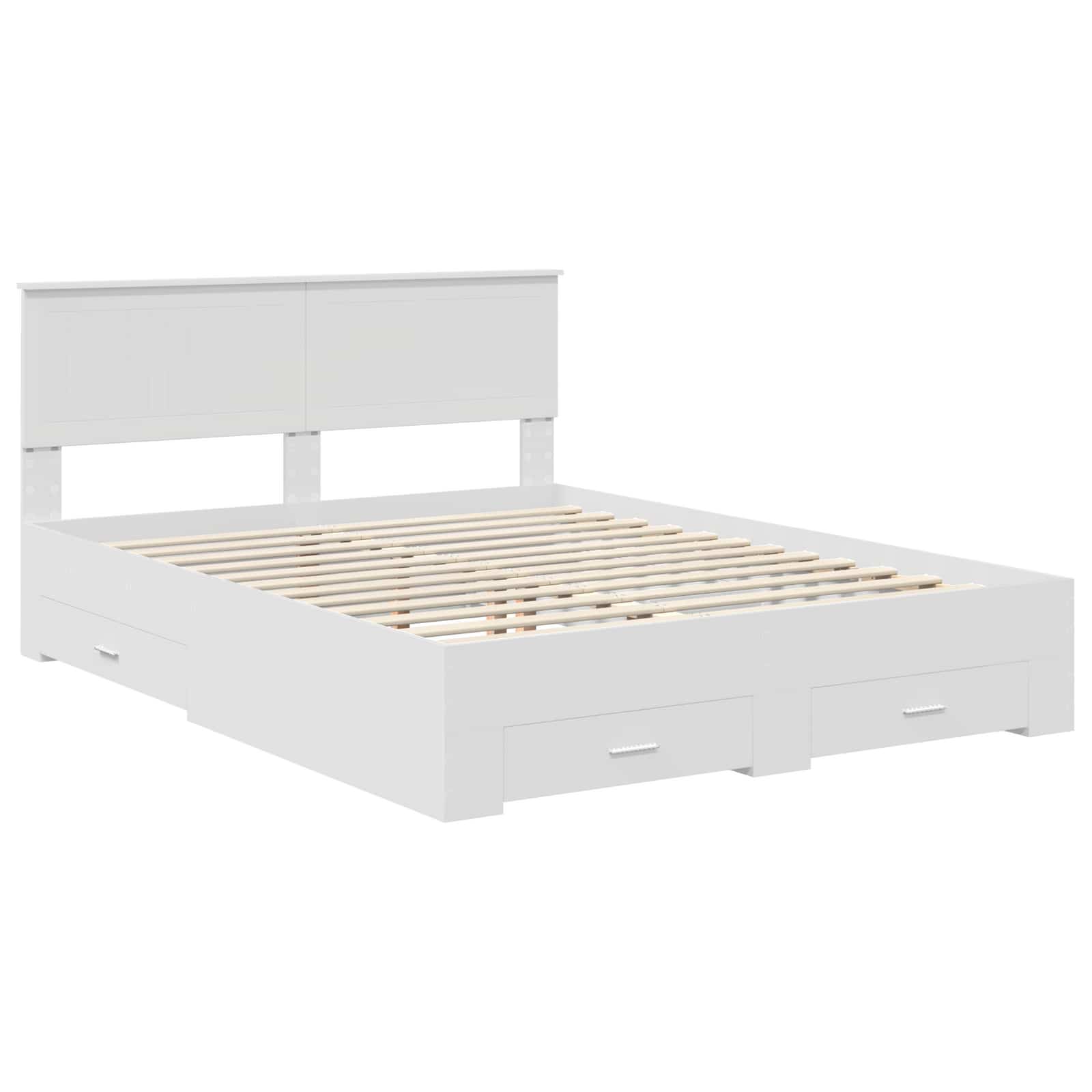 Bedframe met hoofdeinde met lade Wit 150 x 200 cm Bewerkt hout – afbeelding 4