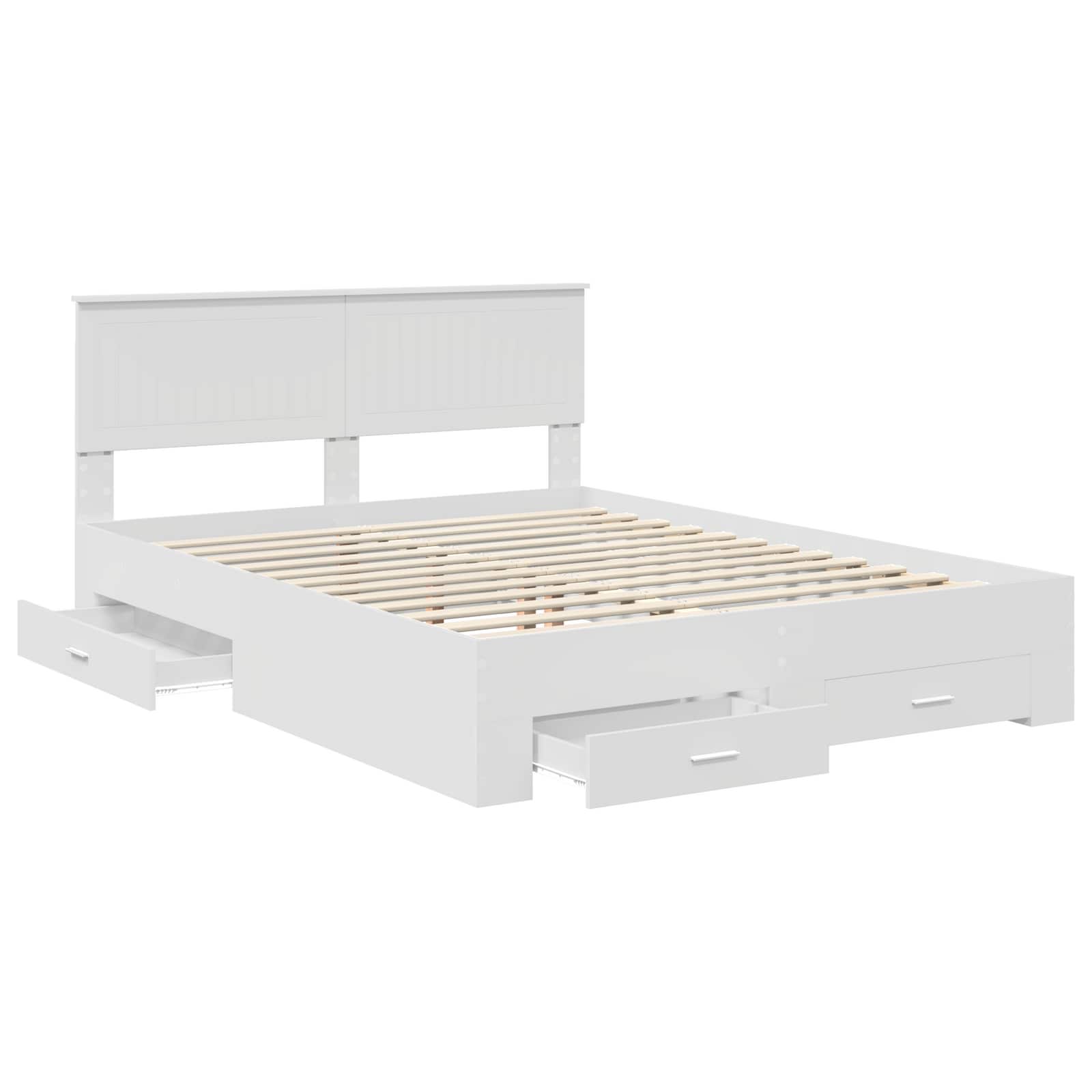 Bedframe met hoofdeinde met lade Wit 150 x 200 cm Bewerkt hout – afbeelding 5