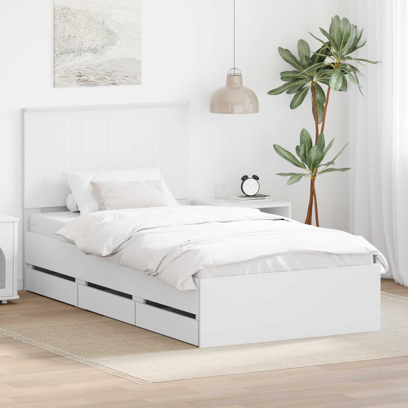 Bedframe met lade met opslag Wit 100 x 200 cm Ingenieurshout