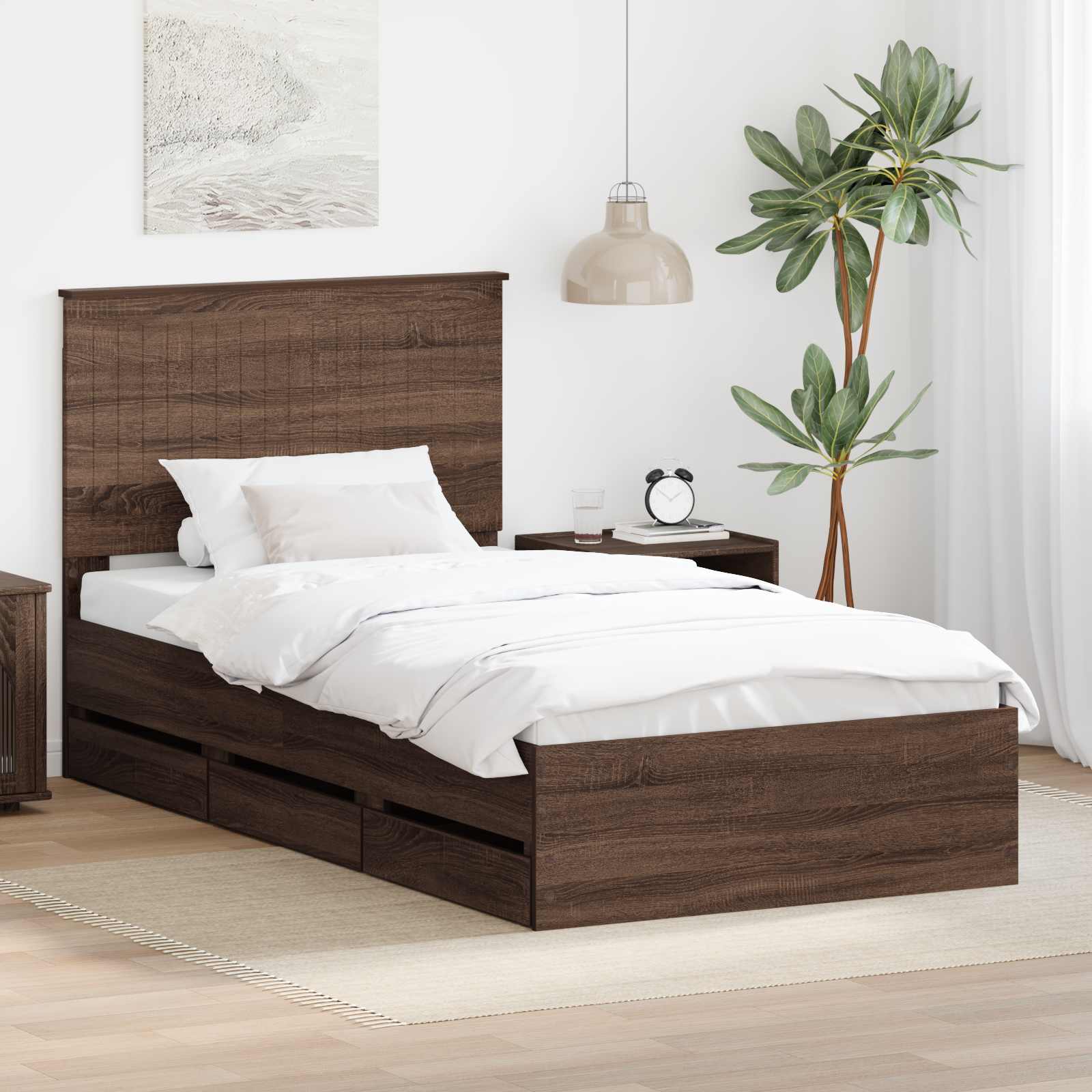 Bedframe met lade Bruin Eiken 100 x 200 cm Ingenieurshout