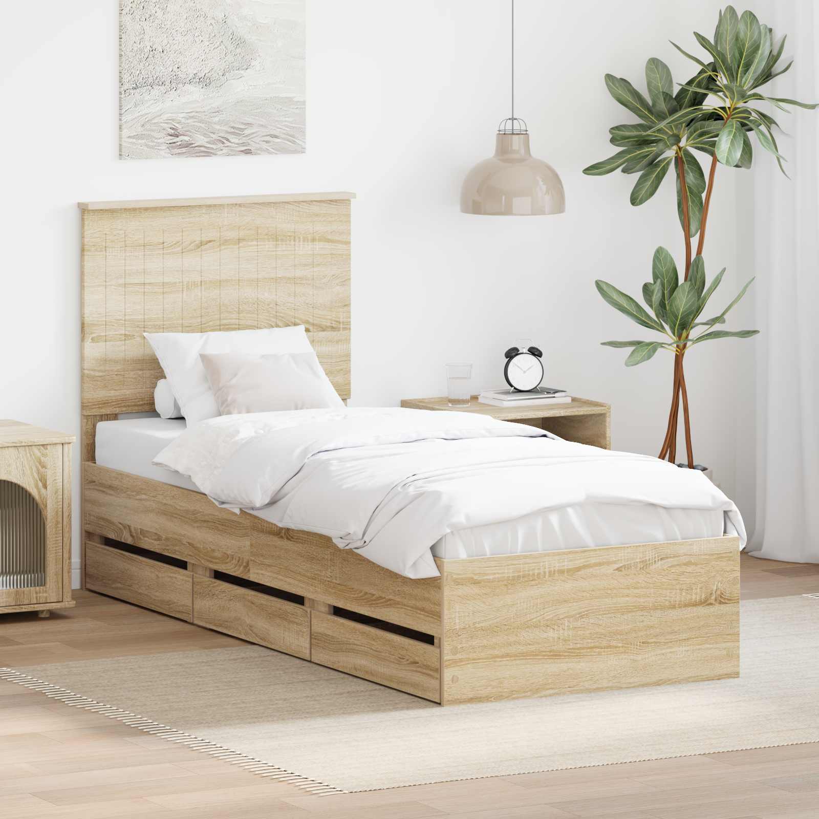 Bedframe met lade Sonoma Eiken 75 x 190 cm Ingenieurshout