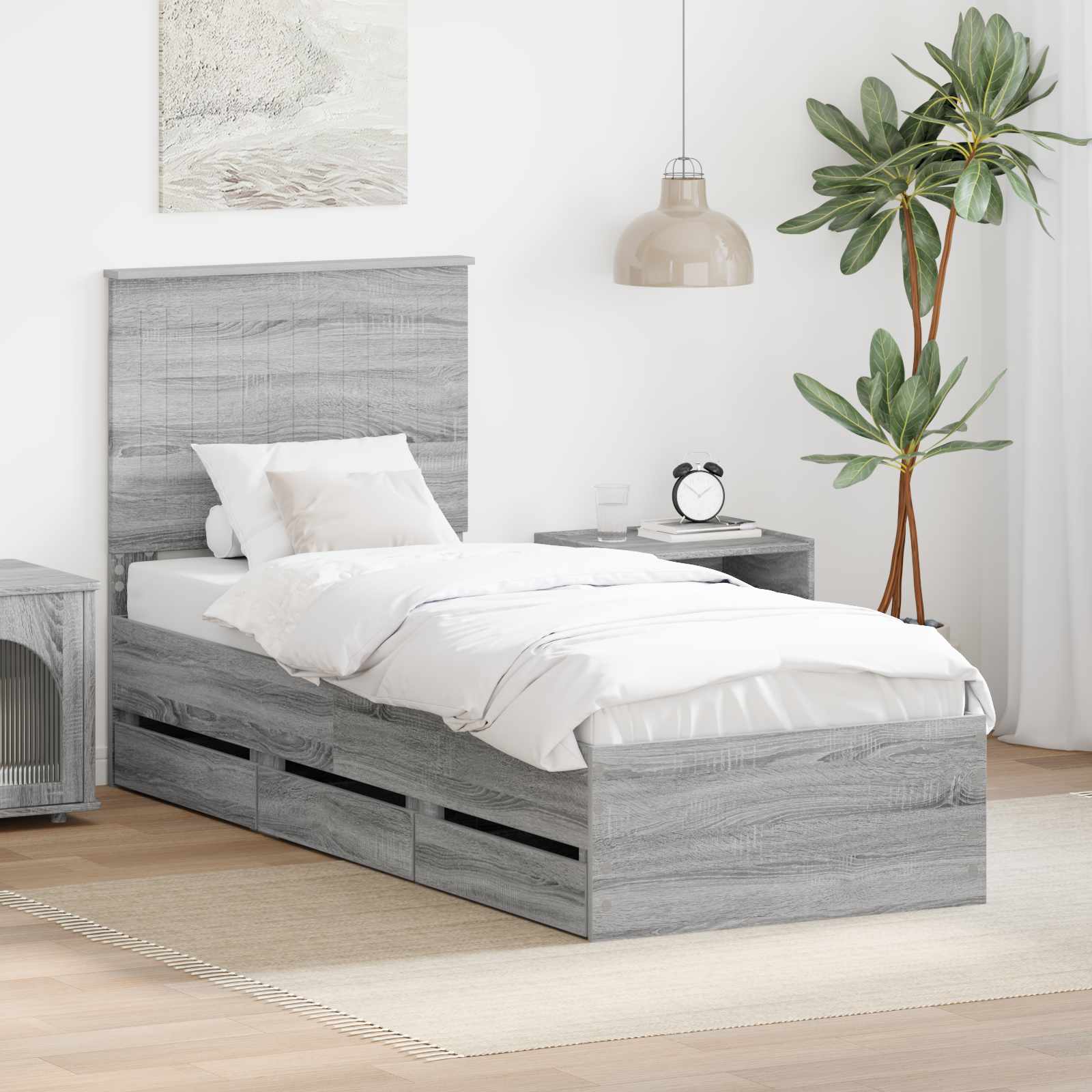 Bedframe met lade Grijs Sonoma 75 x 190 cm Ingenieurshout