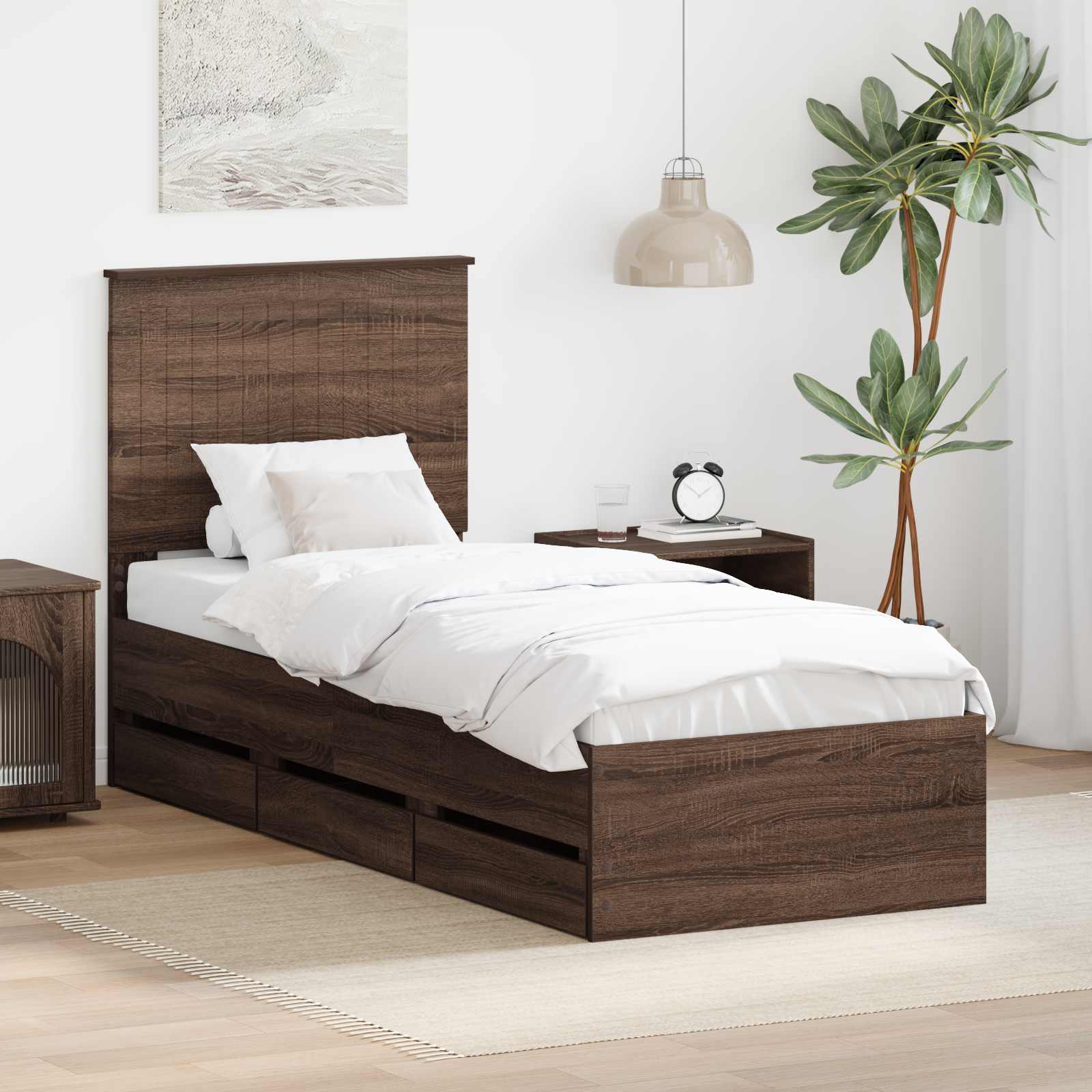 Bedframe met lade Bruin Eiken 75 x 190 cm Ingenieurshout