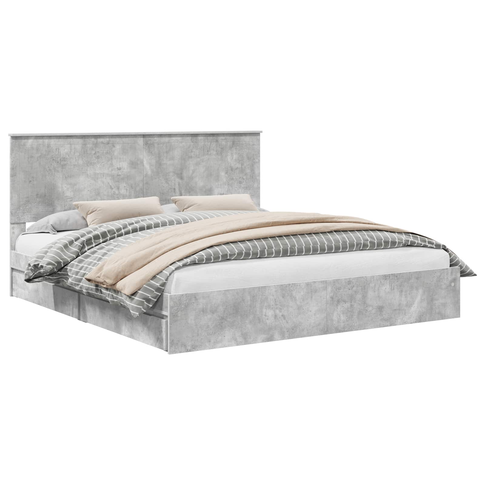 Opslag bed met hoofdeinde Beton Grijs 180 x 200 cm Bewerkt hout – afbeelding 2