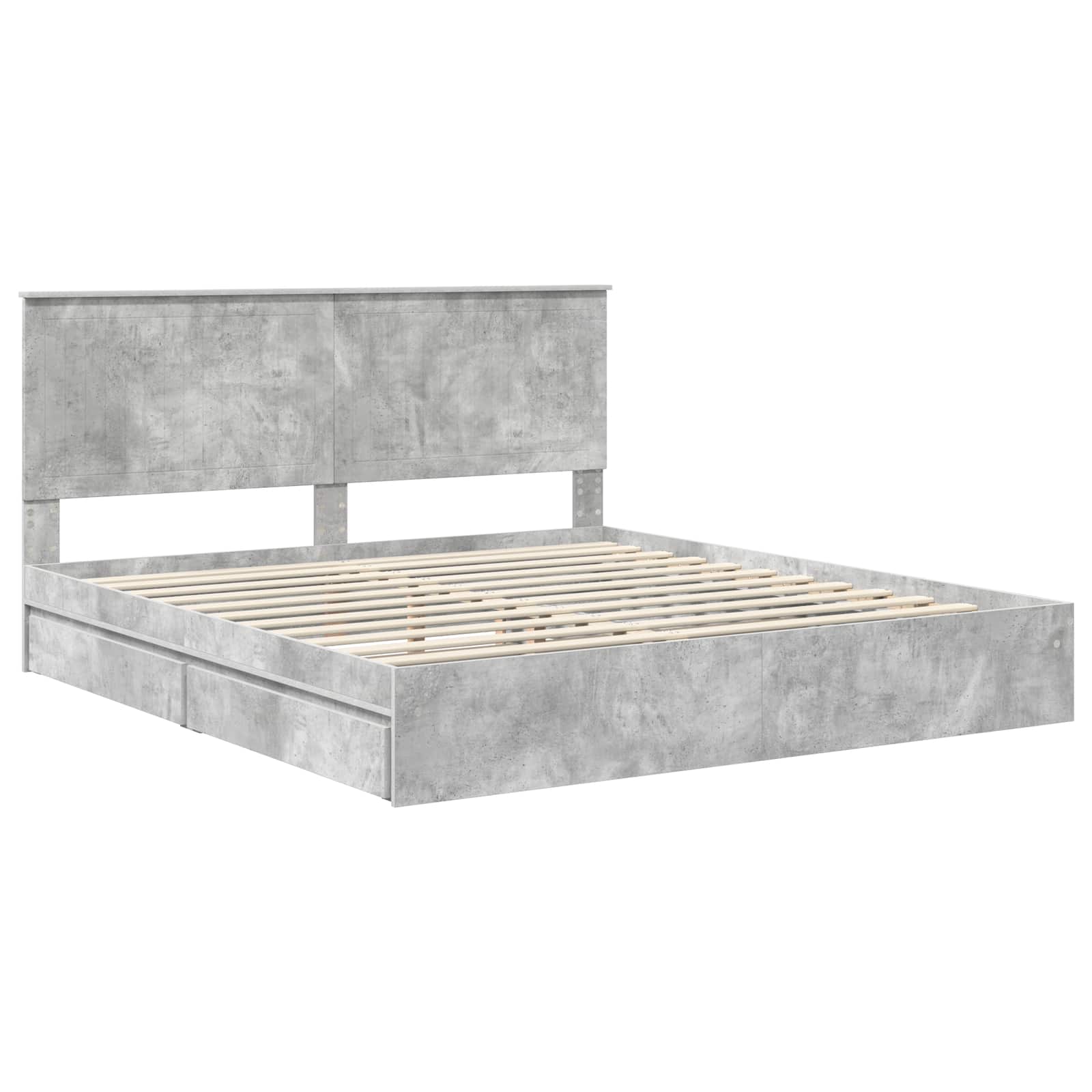 Opslag bed met hoofdeinde Beton Grijs 180 x 200 cm Bewerkt hout – afbeelding 4