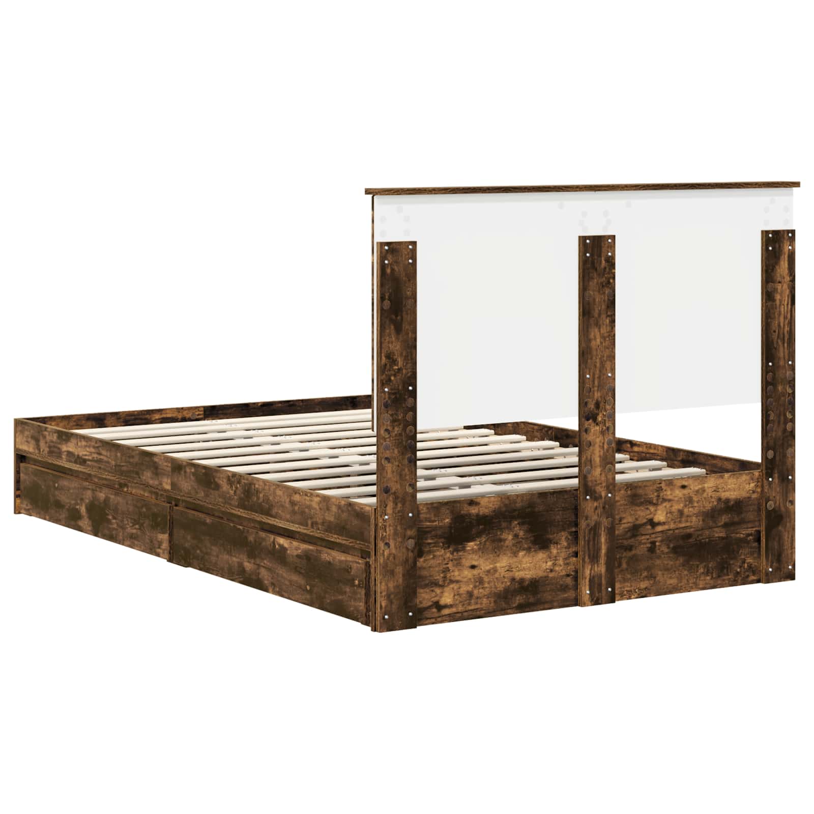 Opslag bed met lade Gerookt eiken 120 x 200 cm Bewerkt hout – afbeelding 10