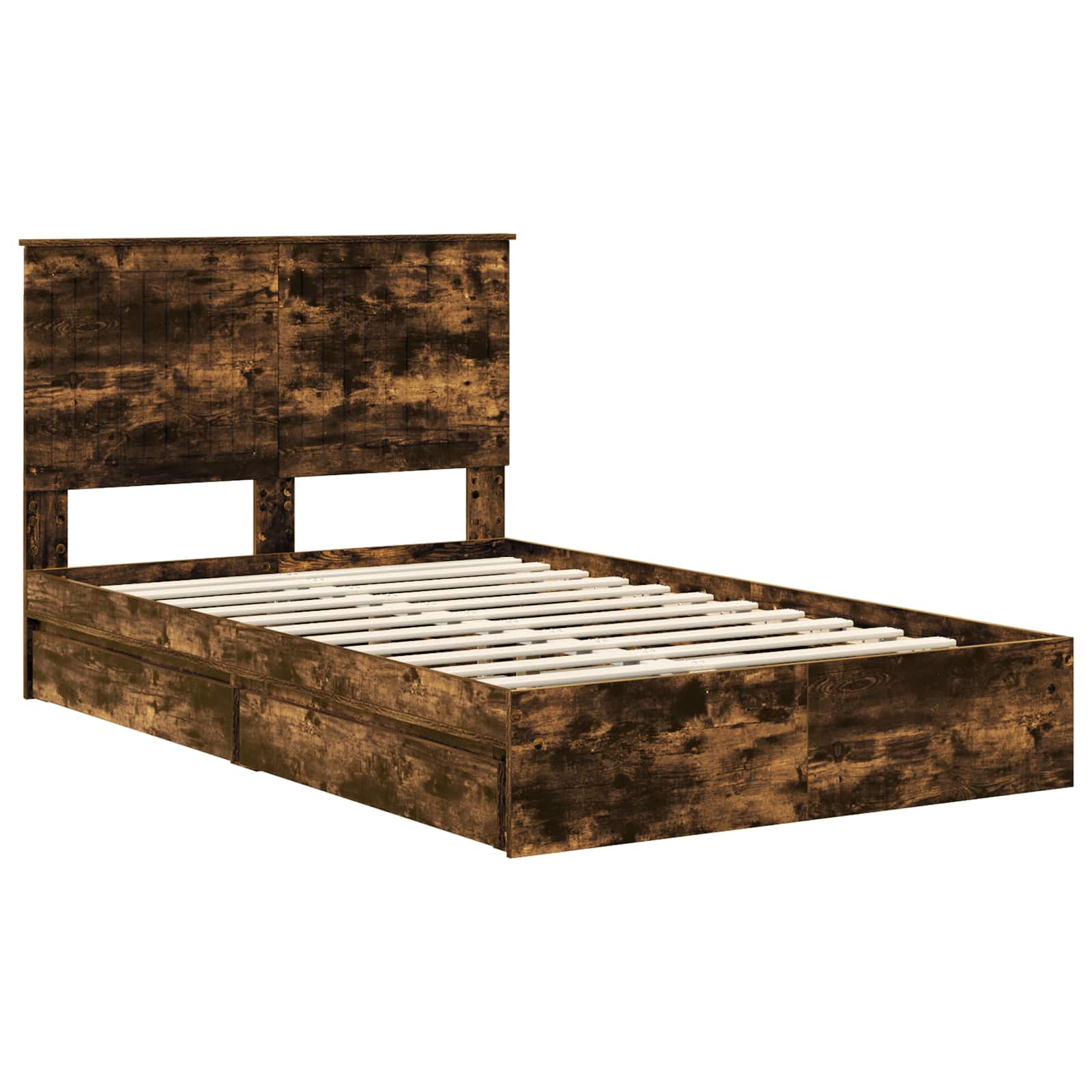 Opslag bed met lade Gerookt eiken 120 x 200 cm Bewerkt hout – afbeelding 4