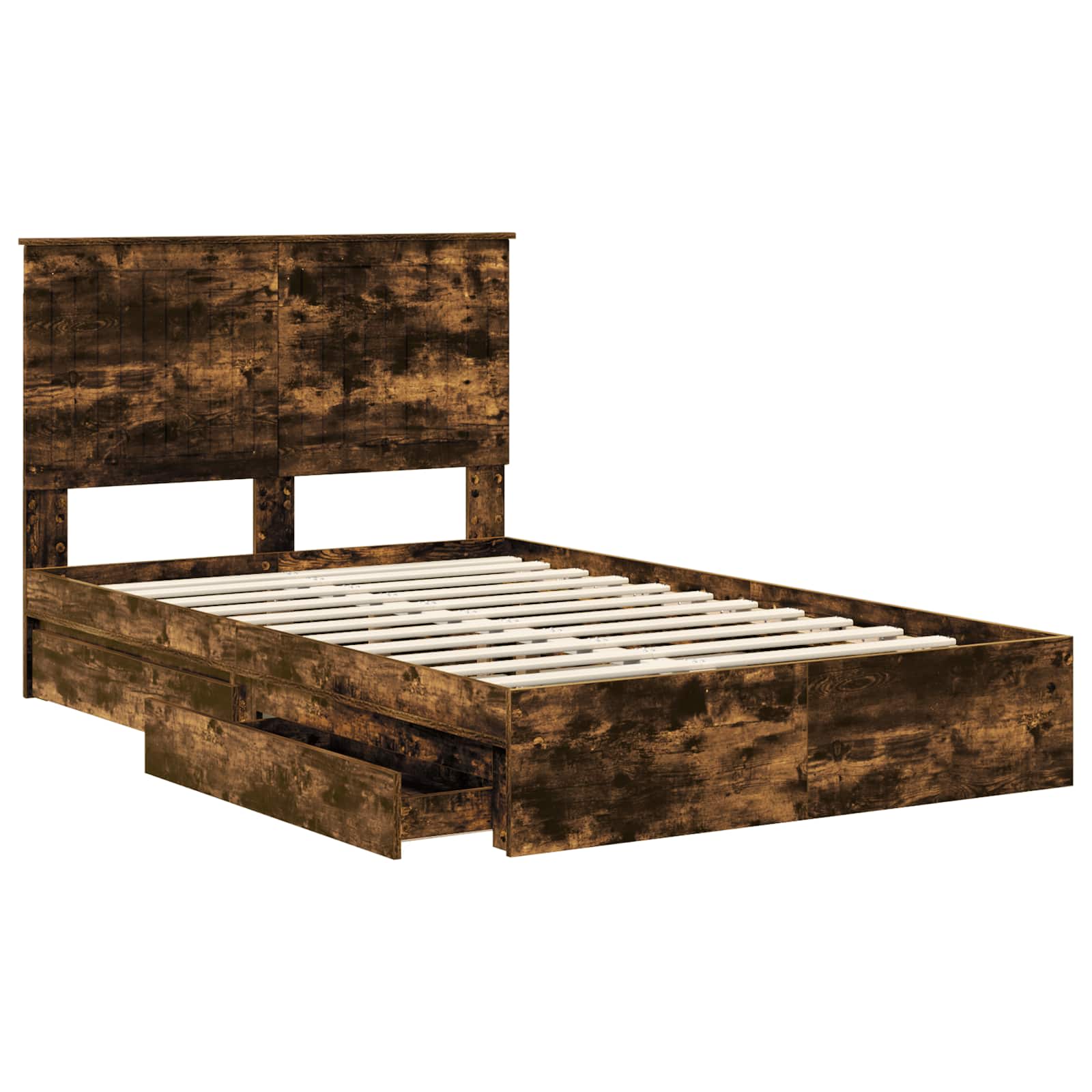 Opslag bed met lade Gerookt eiken 120 x 200 cm Bewerkt hout – afbeelding 5