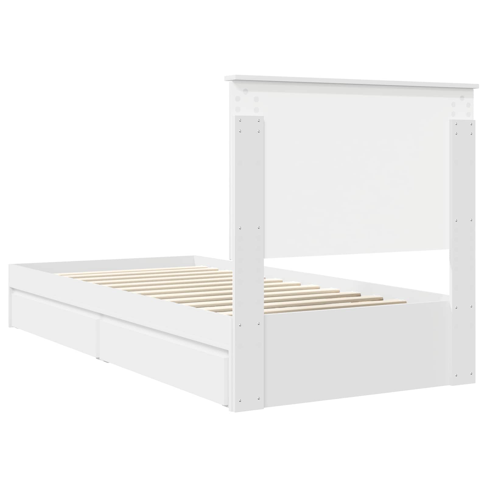Opslag bed met hoofdeinde met lade Wit 90 x 190 cm Bewerkt hout – afbeelding 10