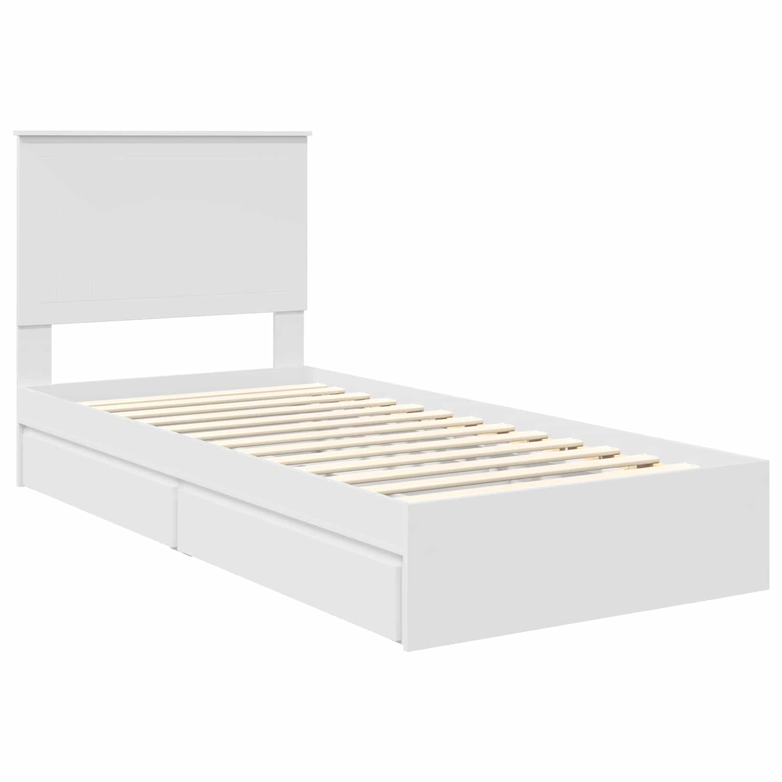 Opslag bed met hoofdeinde met lade Wit 90 x 190 cm Bewerkt hout – afbeelding 4
