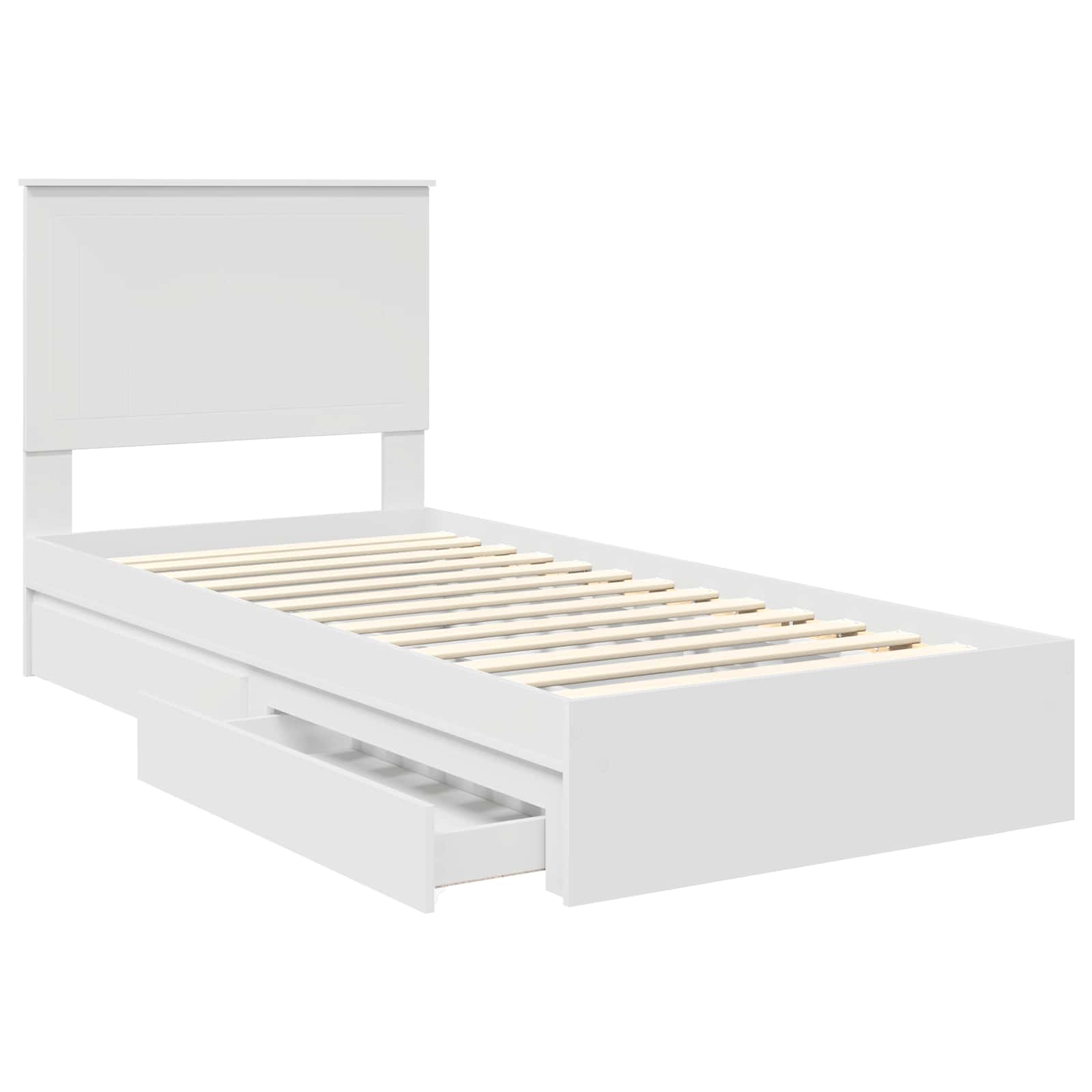 Opslag bed met hoofdeinde met lade Wit 90 x 190 cm Bewerkt hout – afbeelding 5